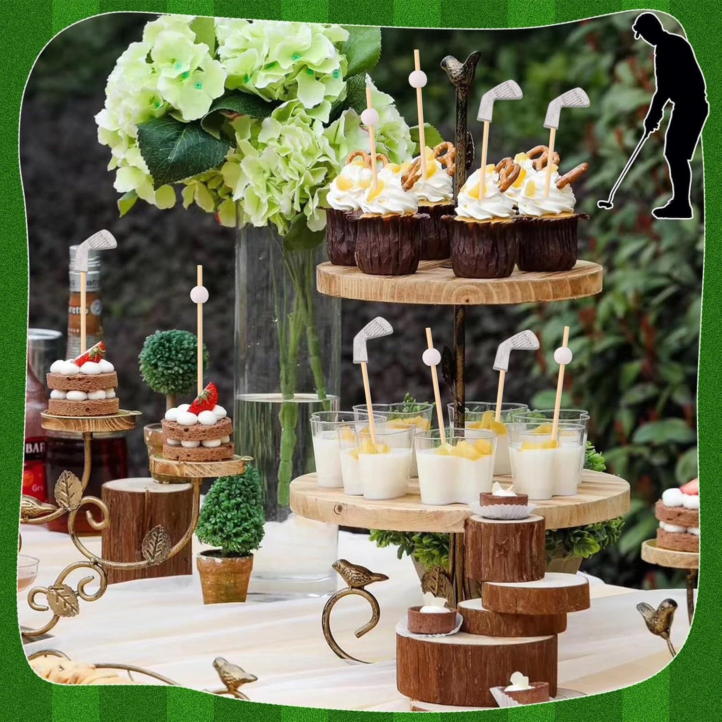200Pcs Golf Toothpicks Golf Club Cocktail Picks Golf Party Decorations for Appetizers Bamboo Cocktail Sticks Skewers for Drinks Fruits Desserts Charcuterie Sandwich