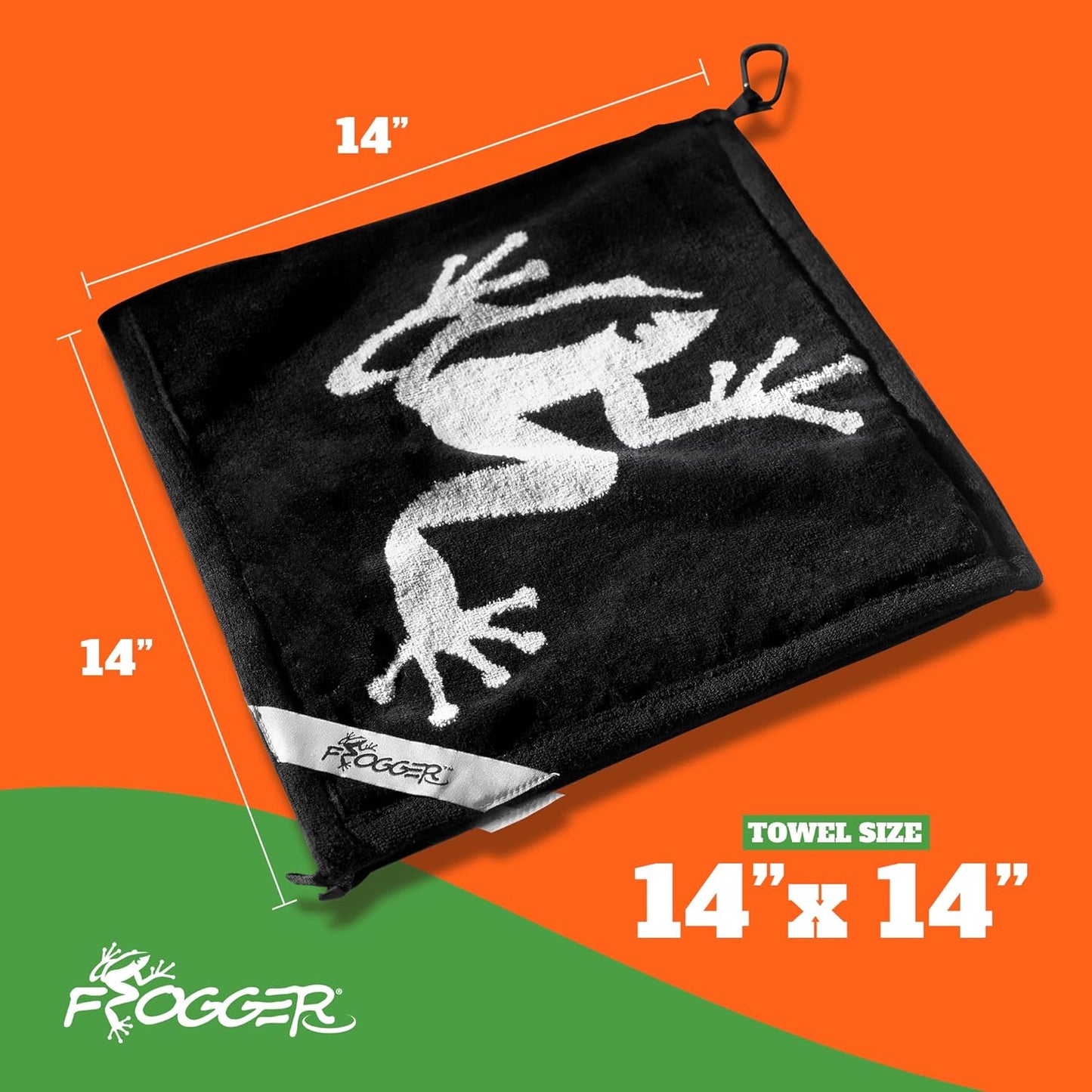 Frogger Amphibian 2-in-1 Golf Towel with Wet and Dry Technology, Navy Seals, Premium Golf Bag Accessory with Carabiner Clip, Ultra Absorbent, for Golf Dads