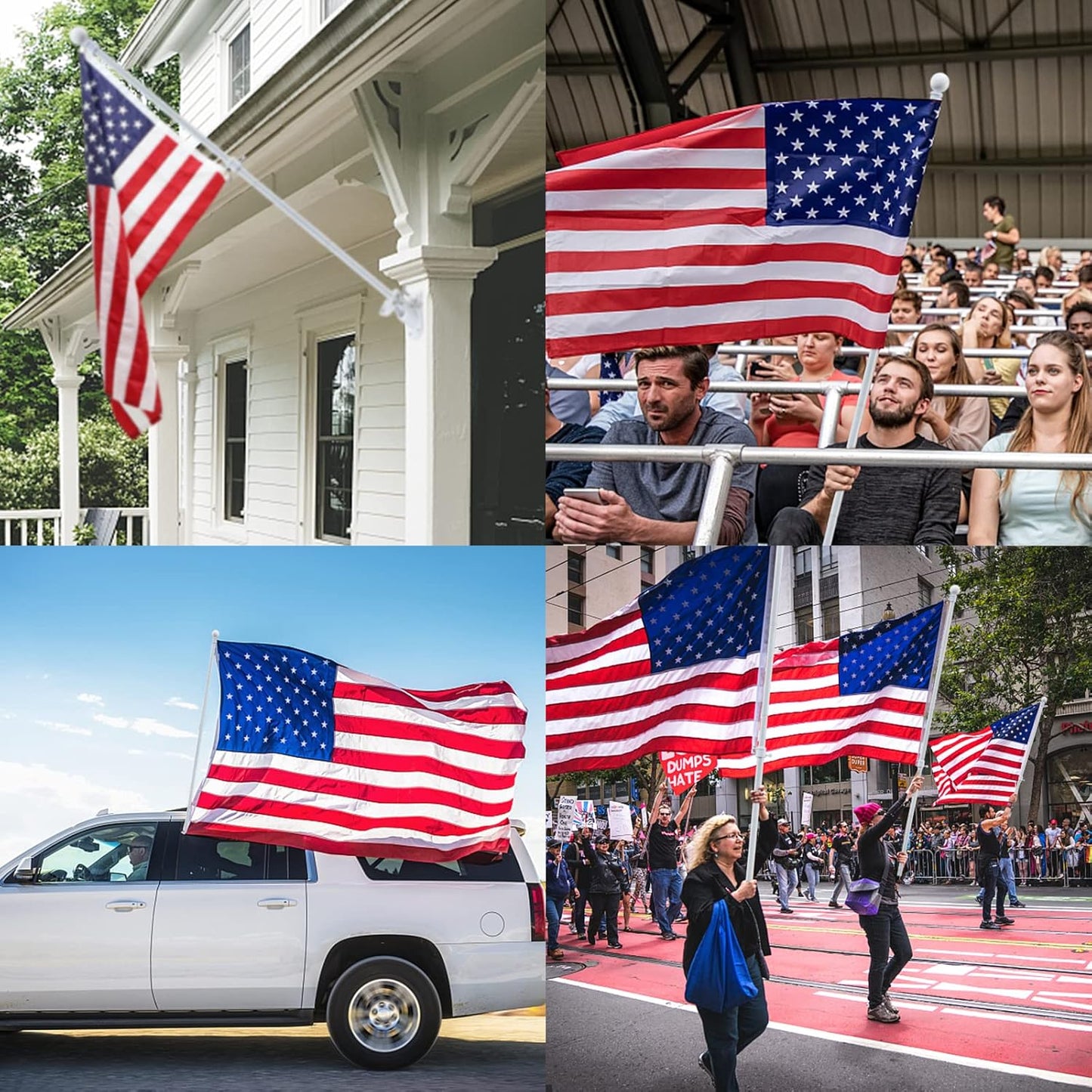 Flag Pole Holder for Outside House - 5ft Heavy Duty Stainless Steel House Flag Pole Kit, Tangle Free Spinning Flagpole For Outdoor Porch Residential Decoration - White