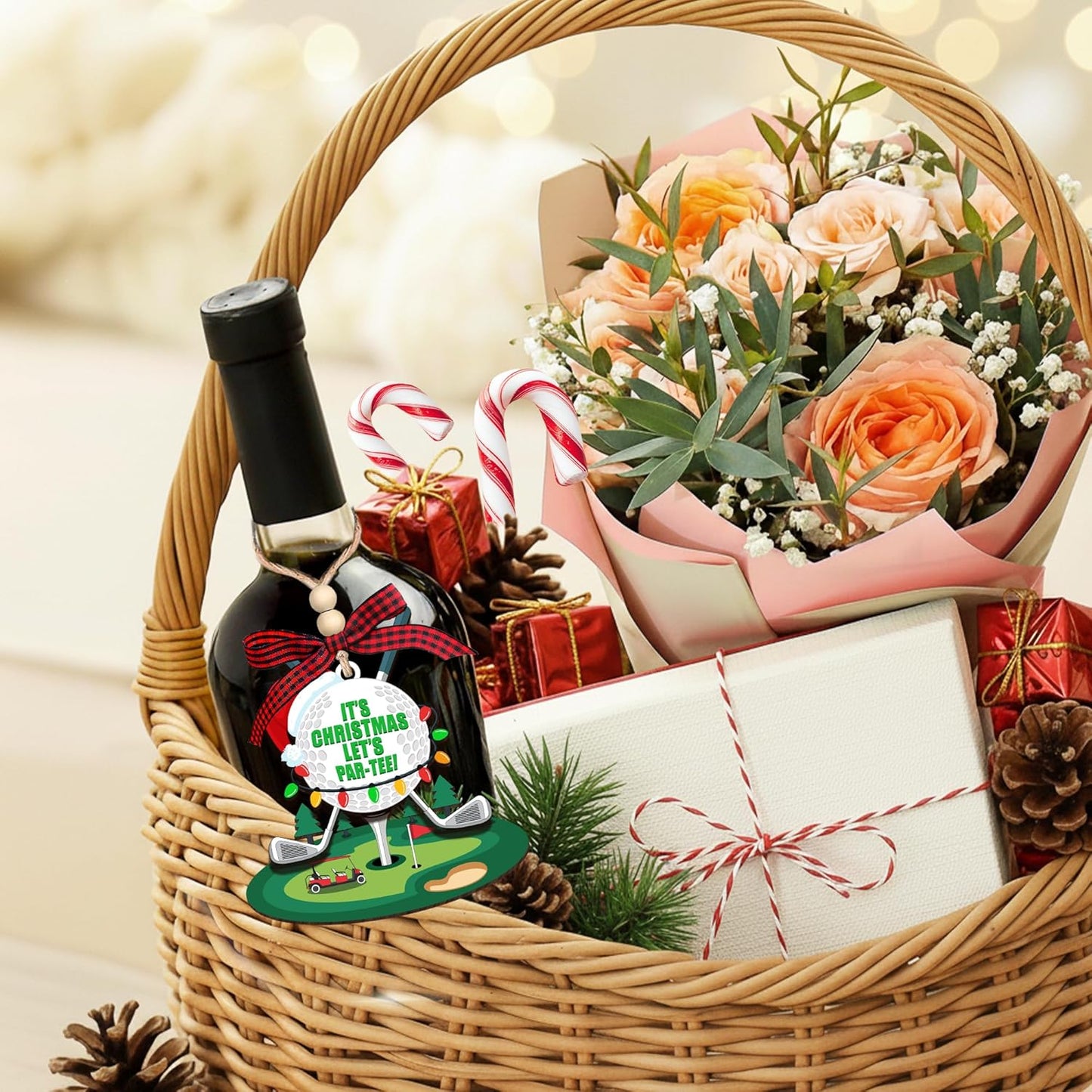 HEXMOZ Golf Christmas Ornaments 2025 - Christmas Golf Gifts for Men - Golfing Gifts for Golfers, Players, Fans - Cool Sports Present Ideas, Holiday Tree Decorations - Wood Xmas Ornaments