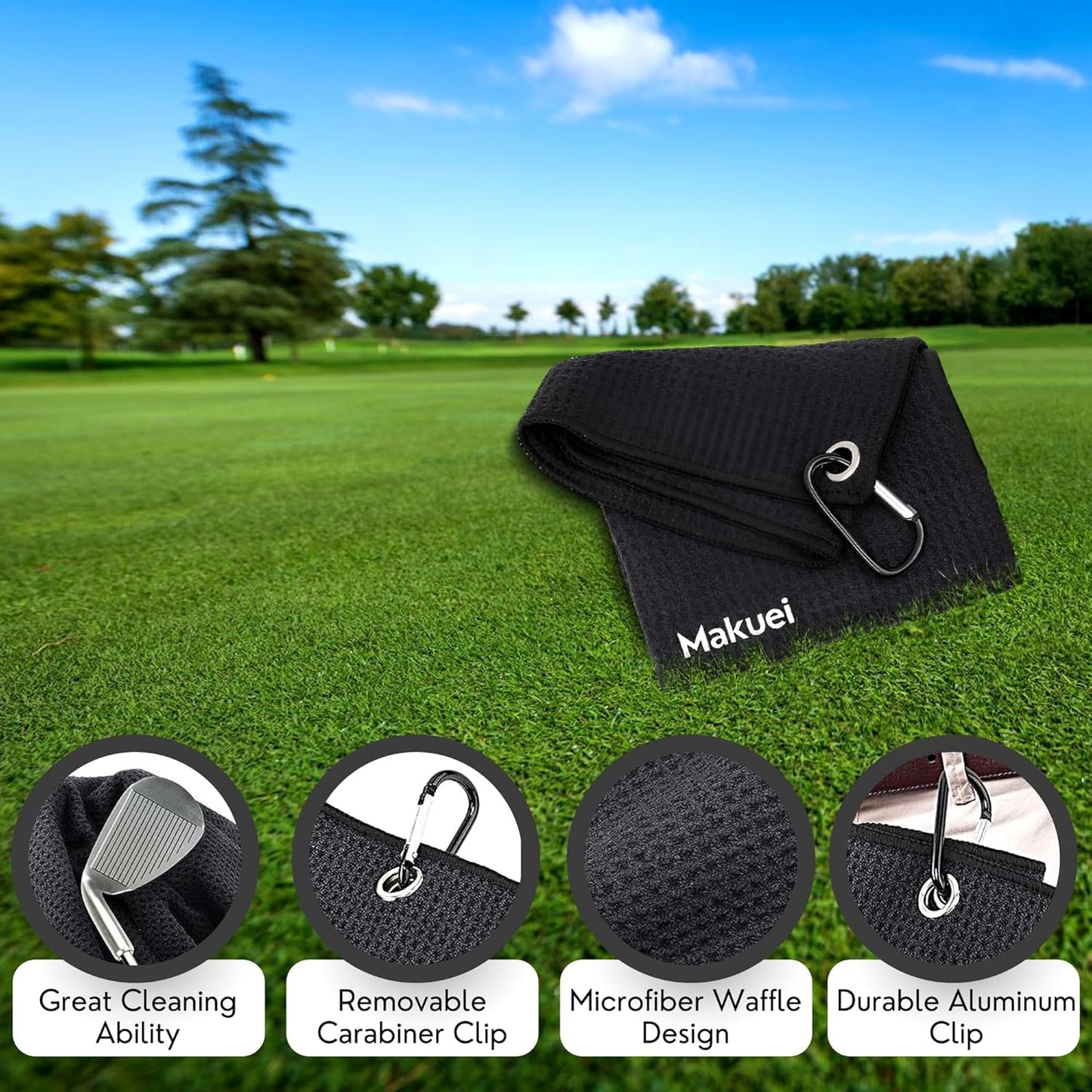 Makuei Golf Water Brush with Golf Towel and Divot Tool - Durable Golf Kit - Elevate Your Golfing Performance Today with Our Golf Cleaning Kit - Best Golf Gift for Golfers