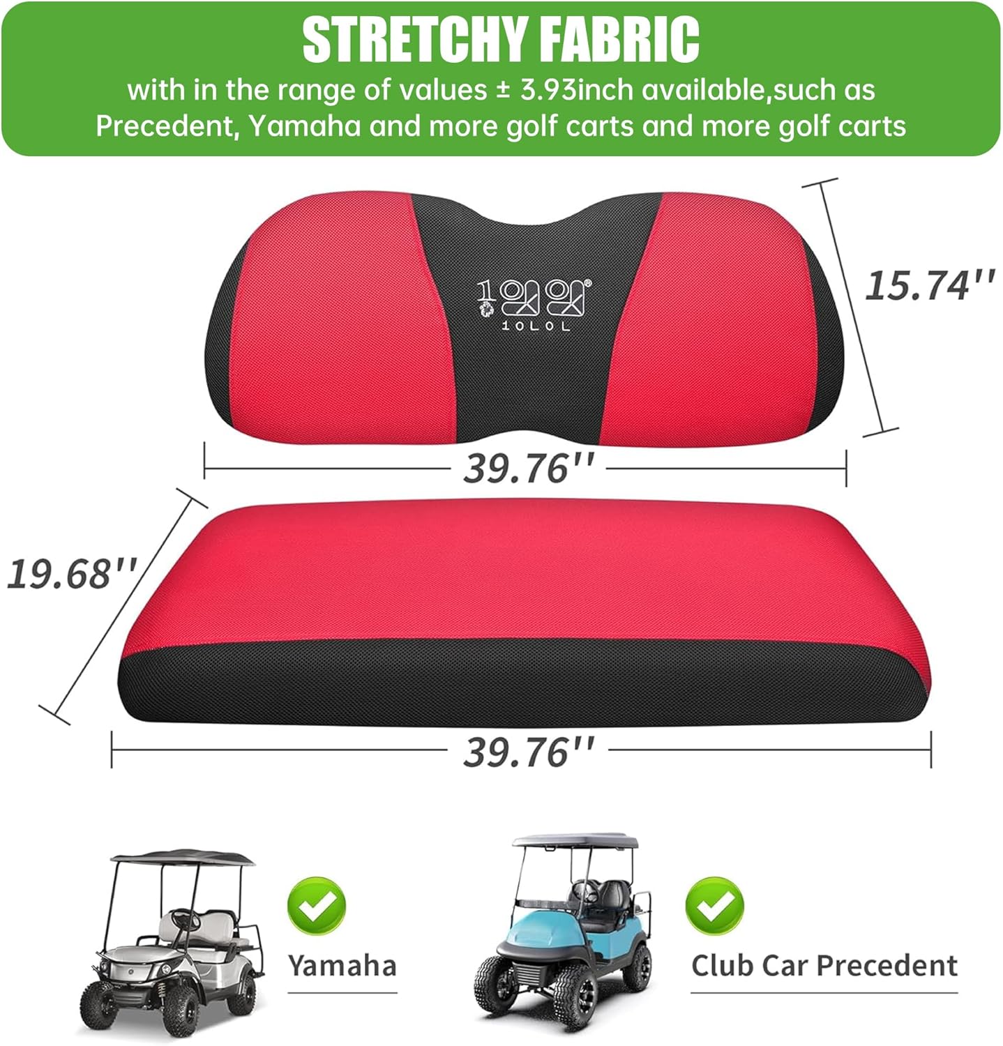 10L0L Golf Cart Seat Covers Universal for Yamaha Club Car Precedent Standard Front Seats, Breathable Mesh Bench Seat Cover, No Drilling Seat Cushion, All-Season Comfort Cool in Summer & Warm in Winter