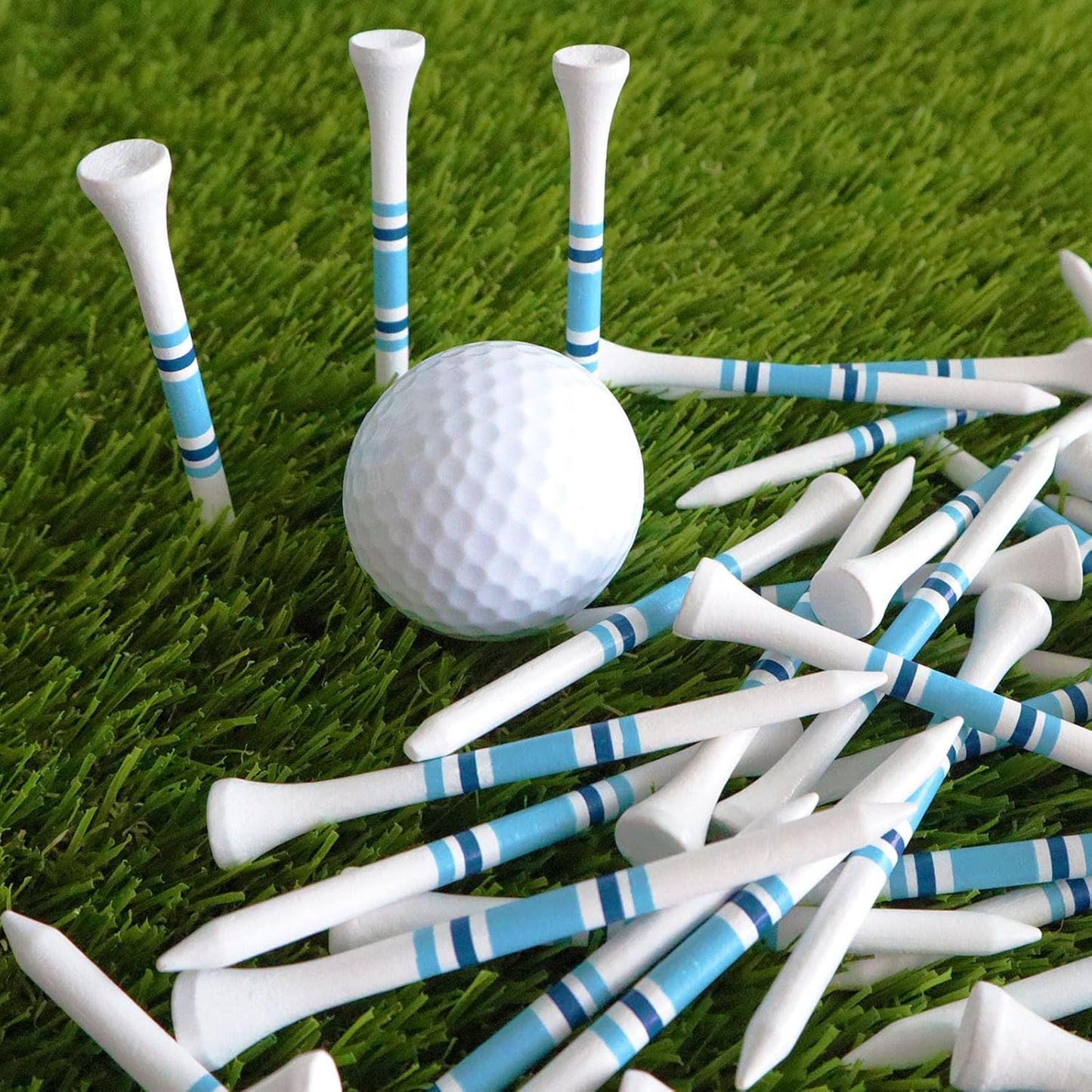 FINGER TEN Golf Tees Wood 3 1/4 2 3/4 Inch Wooden Bamboo 50/120 Count, Durable Biodegradable Colored Bulk Tee 70mm 83mm