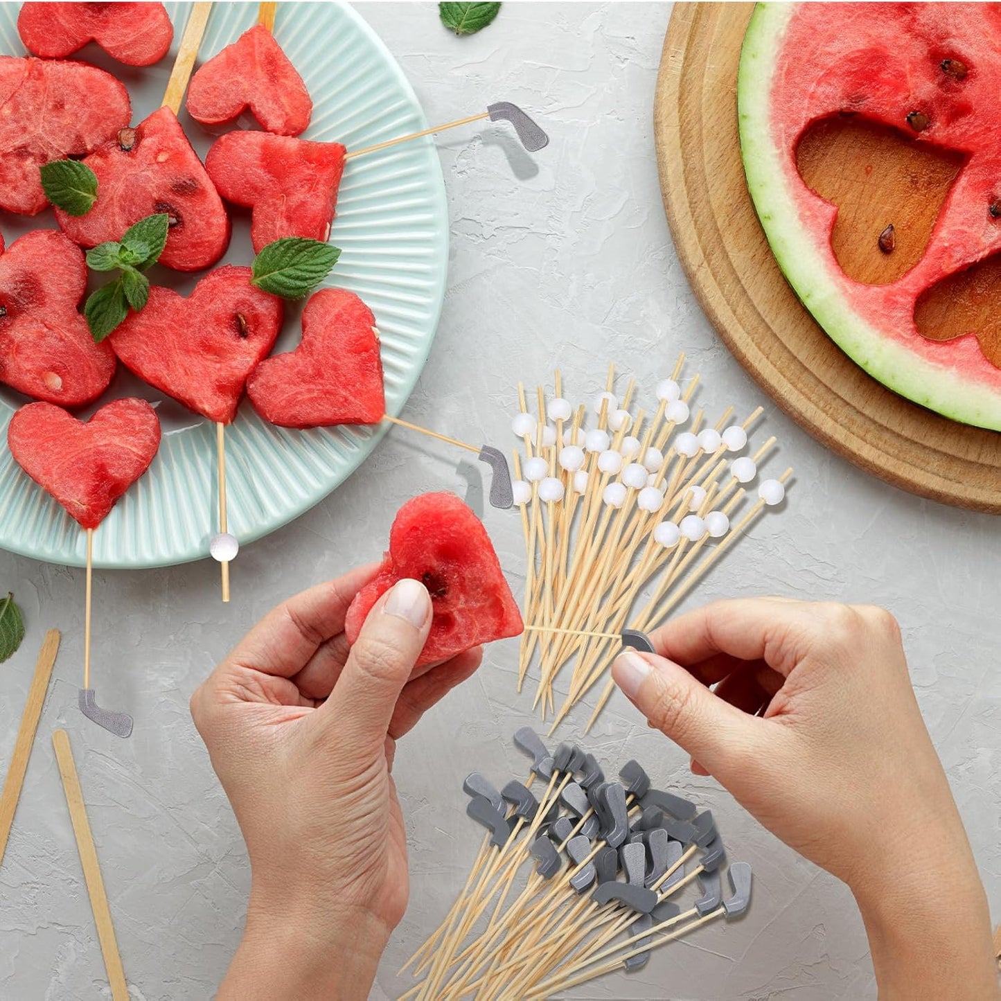 200 Pcs Golf Cocktail Picks 4.7" Golf Toothpicks for Appetizers Golf Club Drink Stirrers Golf Party Decor Birthday Cupcake Topper Sandwich Fruit Golf Skewer Bamboo Stick Holiday Supply(Golf Ball)