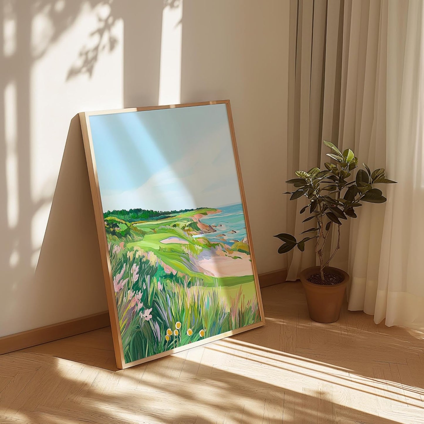 Golf Course Floral Pastel Art Print Posters - Premium Giclee Fine Art Prints - Golf Course Home Decor Posters, Golfer Art Prints for Home and Office Decor - Vintage Aesthetic, Ready to Frame