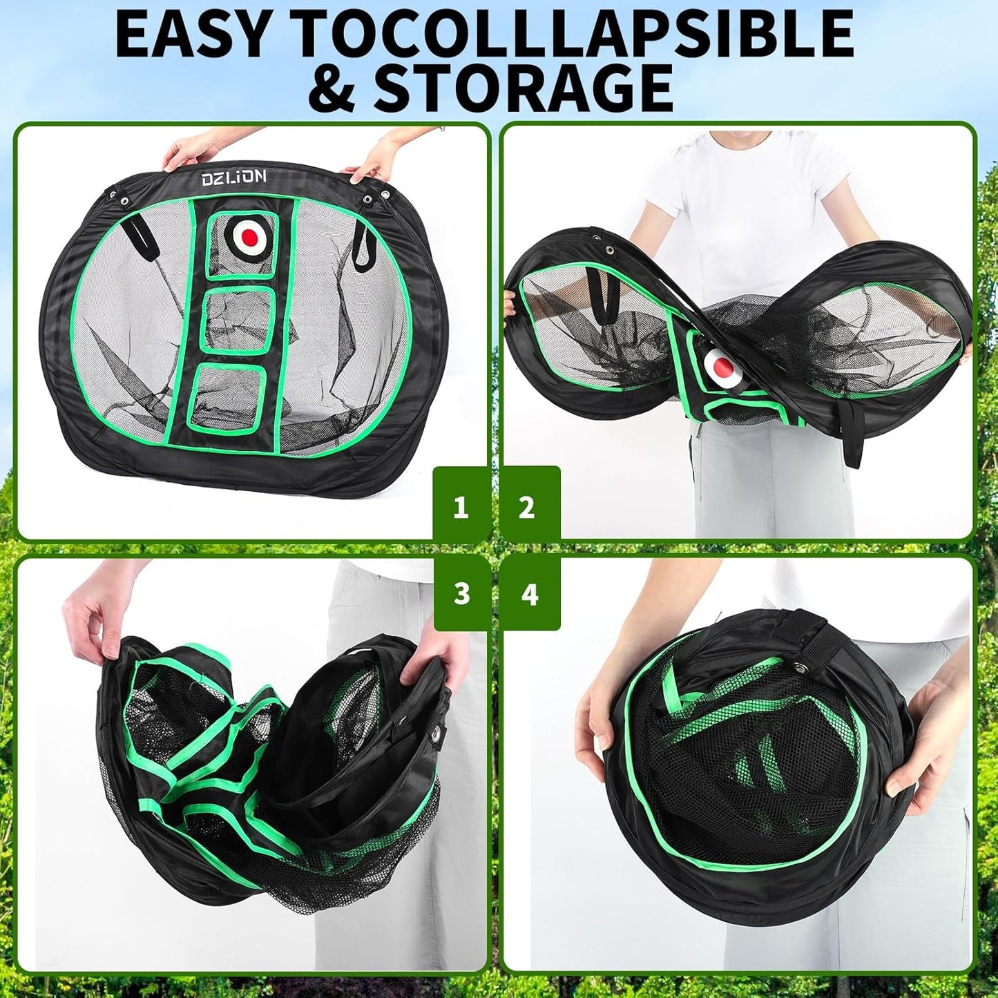 Golf Chipping Net and Mat Set - Pop Up Foldable Indoor Training Target with 2 Hitting Mats and 12 Practice Balls - Gifts for Men, Golfers, Teenage Boys