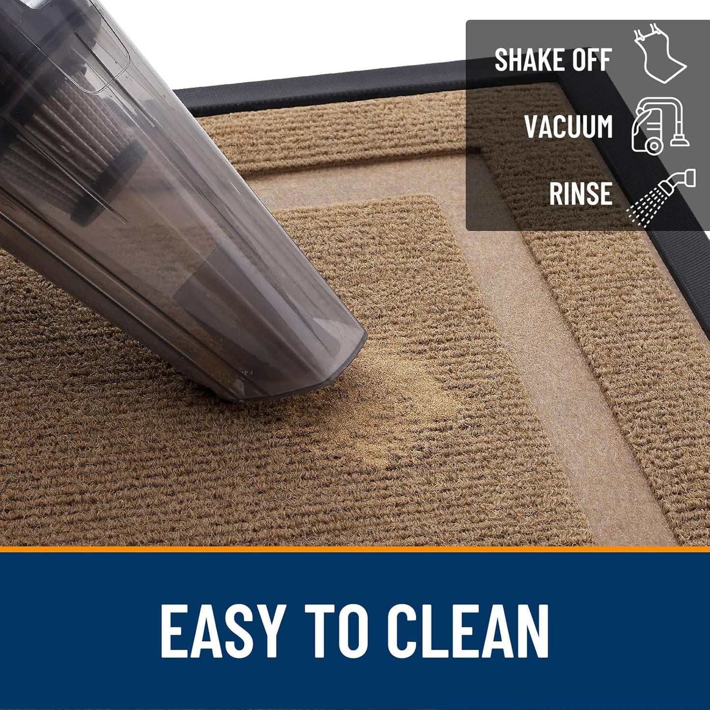 OLANLY Front Door Mat Indoor Outdoor Entrance, Waterproof All-Season, All-Weather Doormat, Sturdy Natural Rubber, Fade Resistant, Low Profile, Easy Clean Patio Porch Entryway Mat, 47x23, Light Borwn