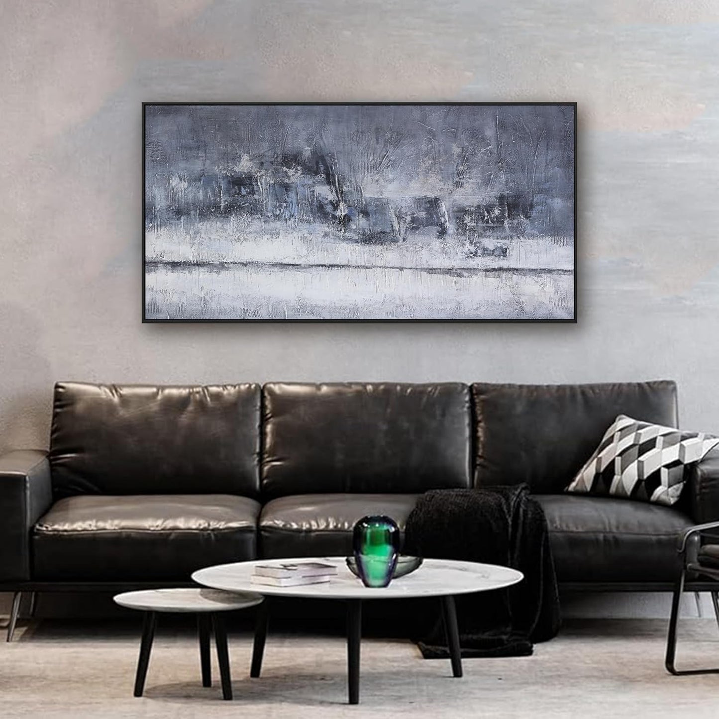 Abstract Wall Art Wall Decor Gray And White Blue Modern Canvas Art Print Abstract Artwork Framed Pictures For Living Room Bedroom Bathroom Office Home Decor Can Be Hung 20"X 40"