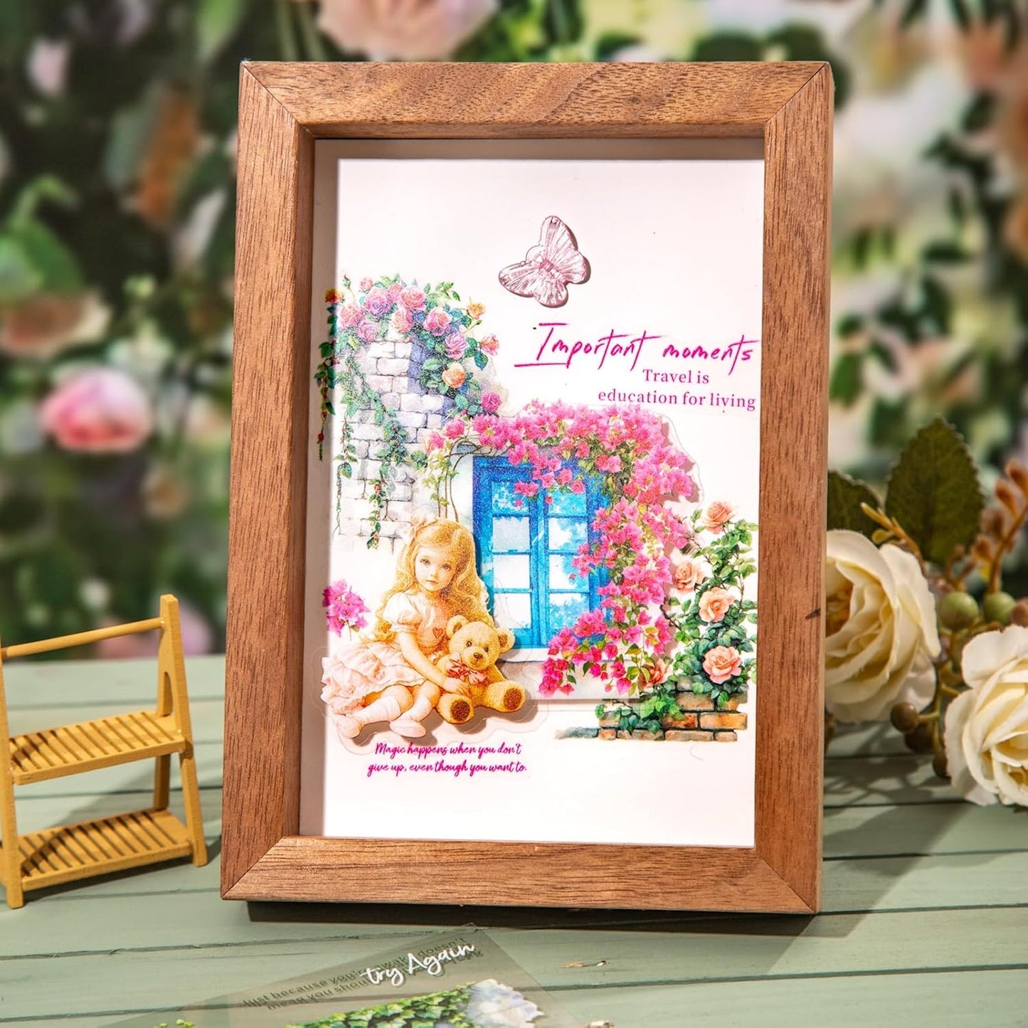 Vintage Garden PET Sticker Book Set – 4 Books, 64 Pages of Pre-Cut Waterproof Floral Stickers for Journaling, Scrapbooking, DIY Crafts and Planner Supplies