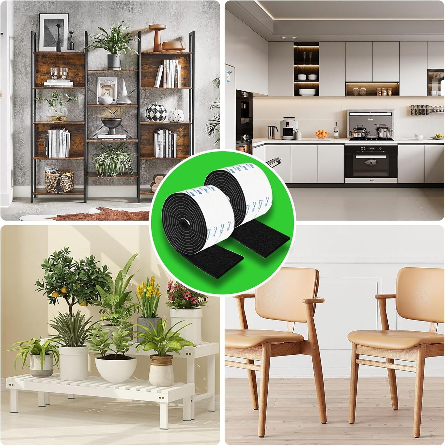 Felt Strips with Adhesive Backing, Adhesive Felt Strips, 2 Felt Rolls 2X 60 Inches Black, Felt Tape with Adhesive Backing, Furniture Felt Strips