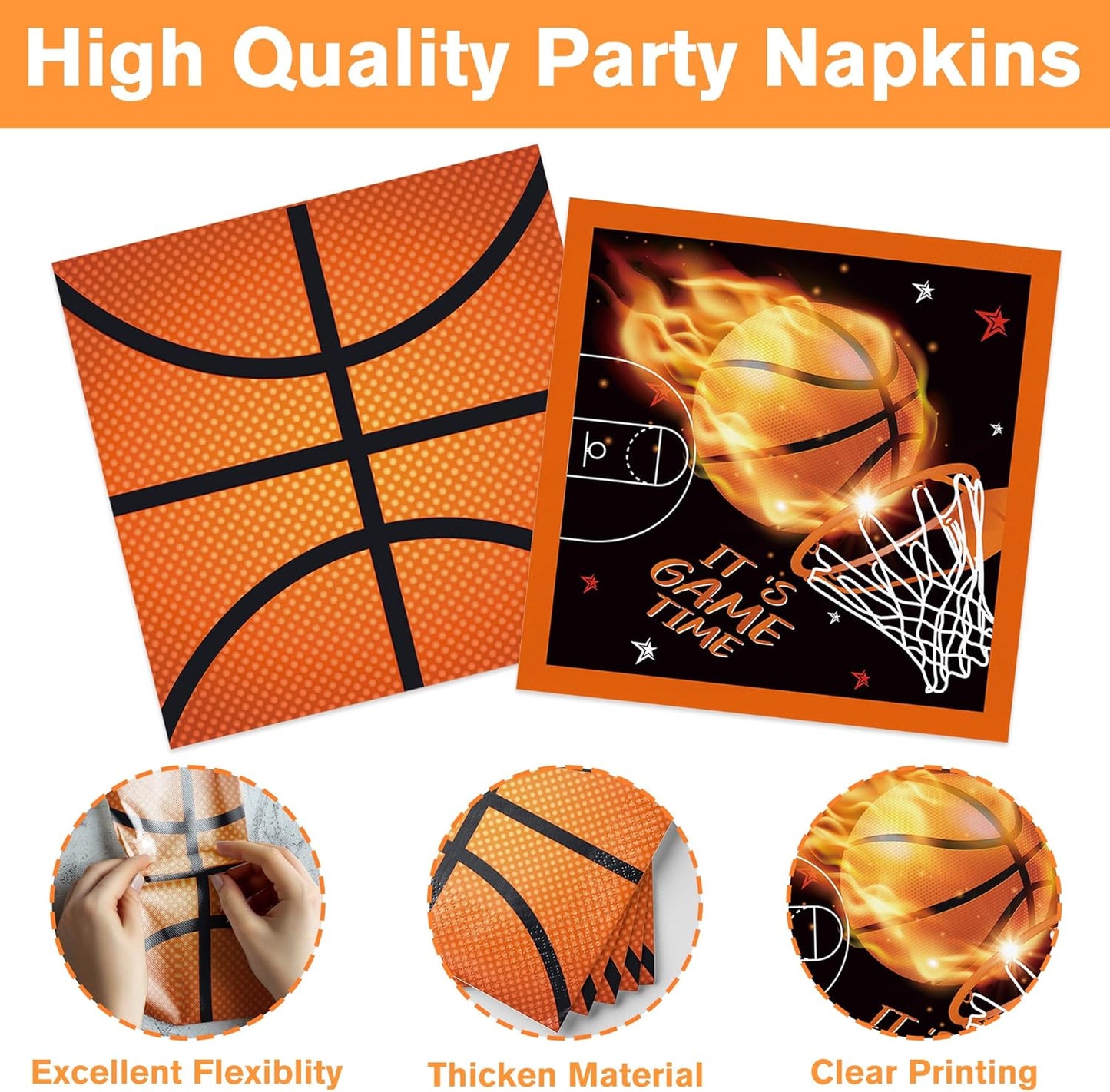 129pcs Basketball Birthday Party Supplies Basketball Party Decorations Plates Napkins Tablecloth Banner Hanging Swirls for Basketball Sports Theme Birthday Party Decorations Serves 20