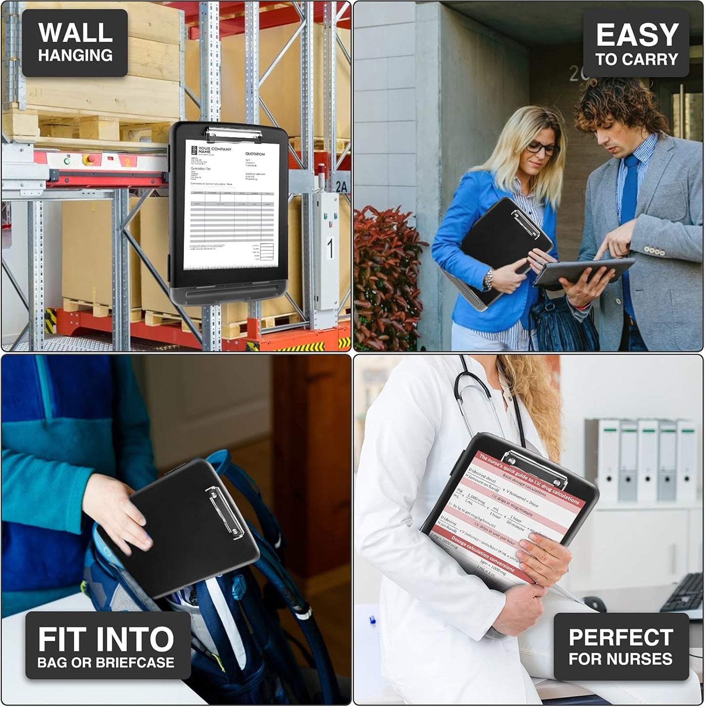 Sooez Clipboards with Storage, High Capacity Clip Boards 8.5x11 with Storage, Heavy Duty Nursing Clipboard Folder, Plastic Clipboard with Pen Holder for Women Teachers Work, School & Office Supplies