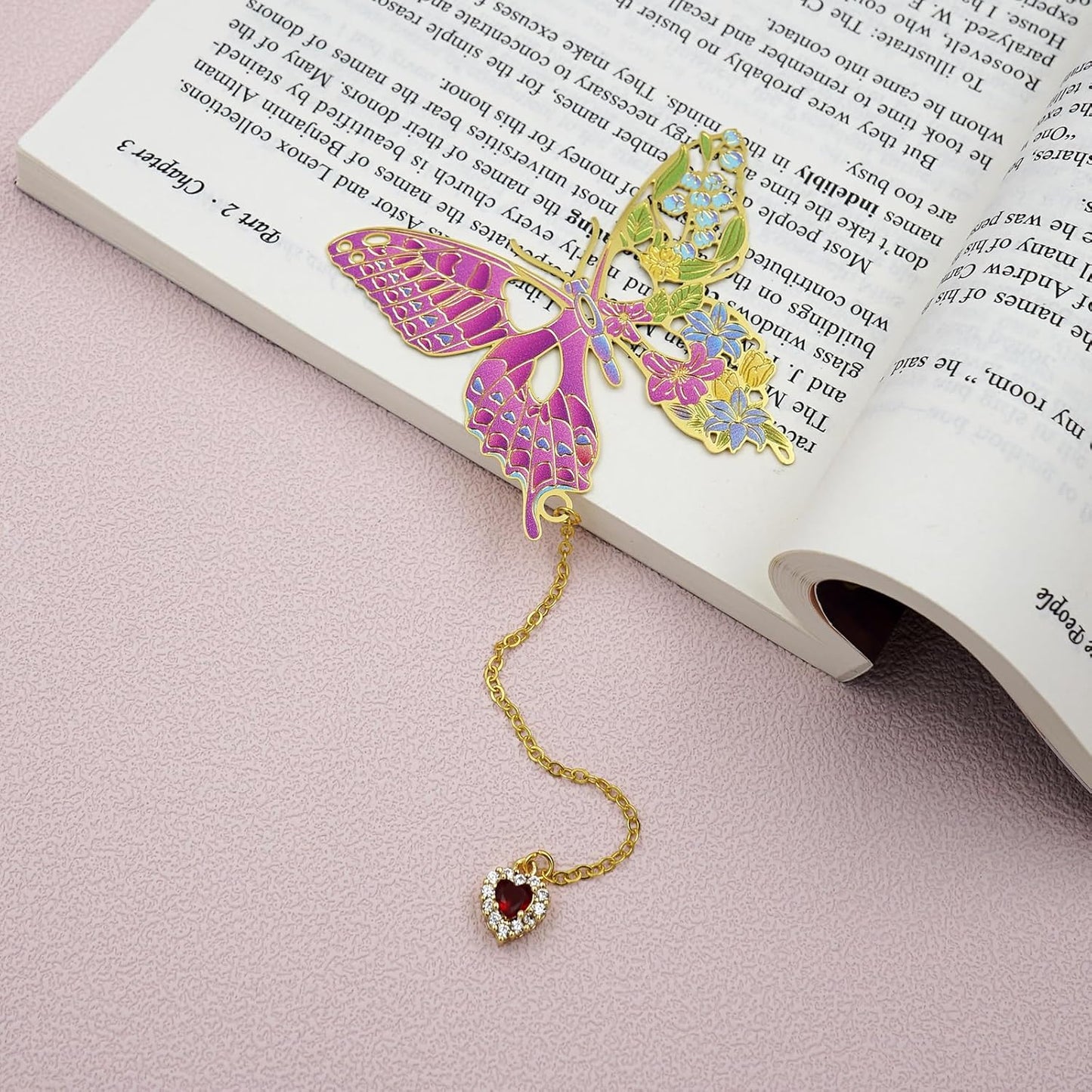 Butterfly Bookmarks for Women,Metal Bookmark,Unique Gifts Book Markers for Women Book Lovers,Teacher Appreciation Gifts,Valentine Mother's Day Christmas New Year Birthday Gift (02-Pink)