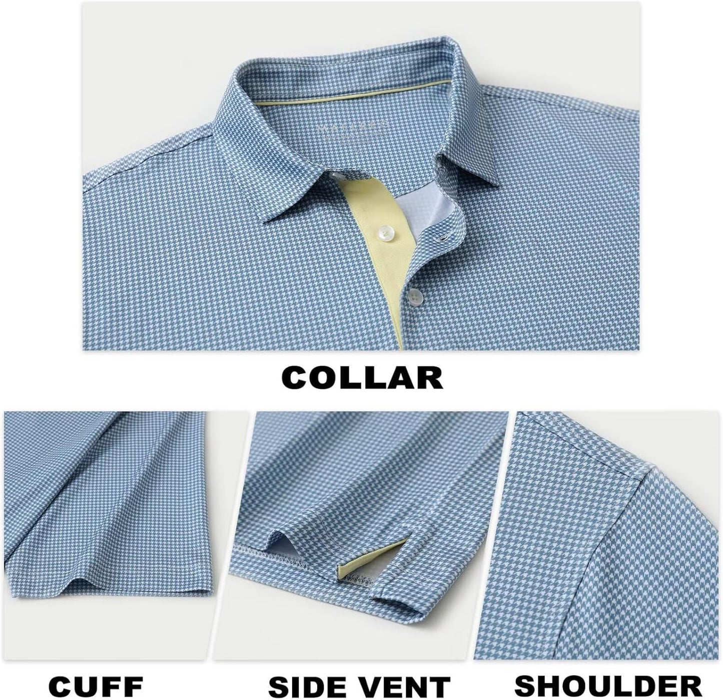 M MAELREG Mens Golf Shirt Short Sleeve Dry Fit Print Moisture Wicking Performance Patterns Collared Polo Shirt