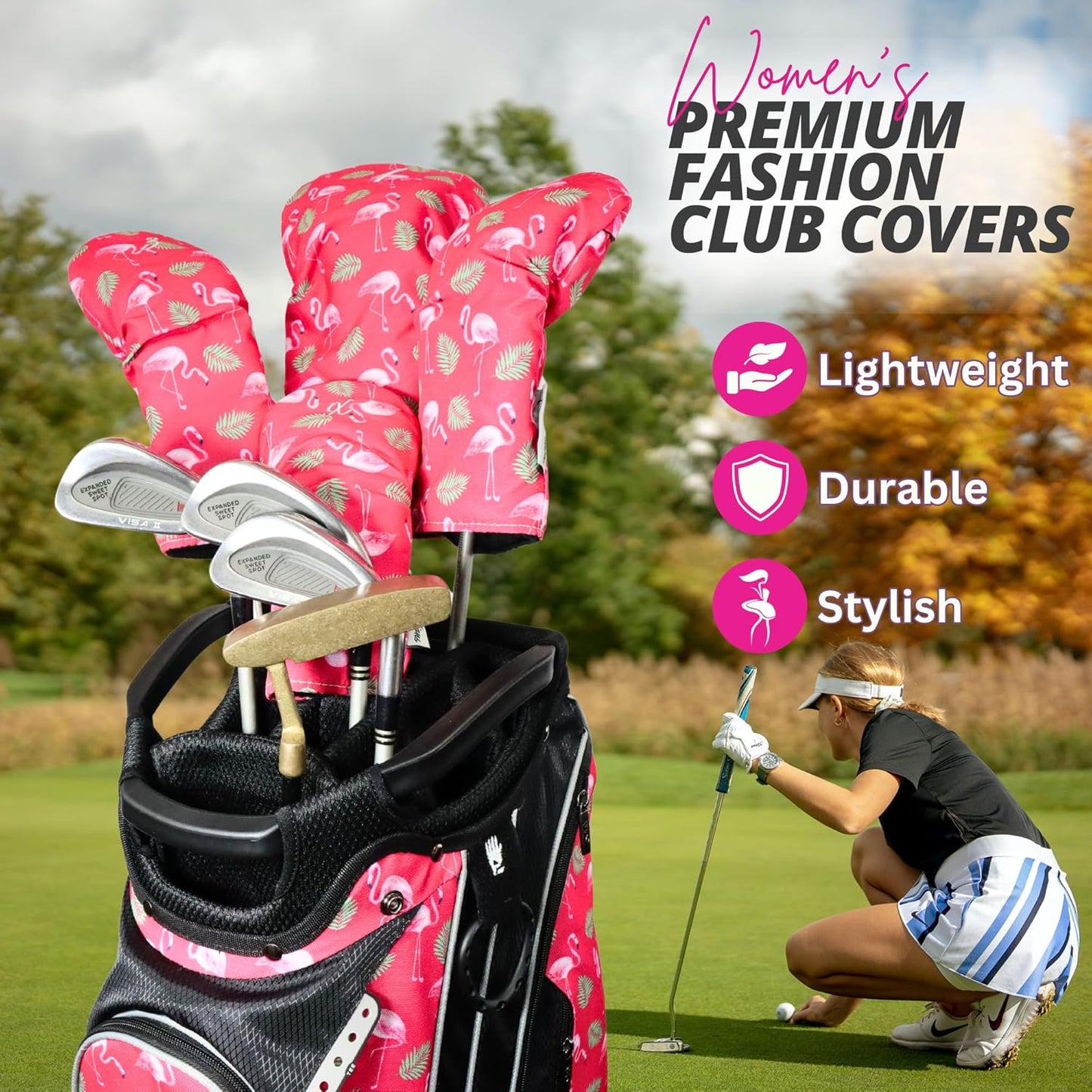 Taboo Fashions Resort Collection Golf Club Covers for Women - Numbered Golf Headcovers Set for Driver, Fairway and Hybrid Clubs - Weather Resistant, Pack of 4