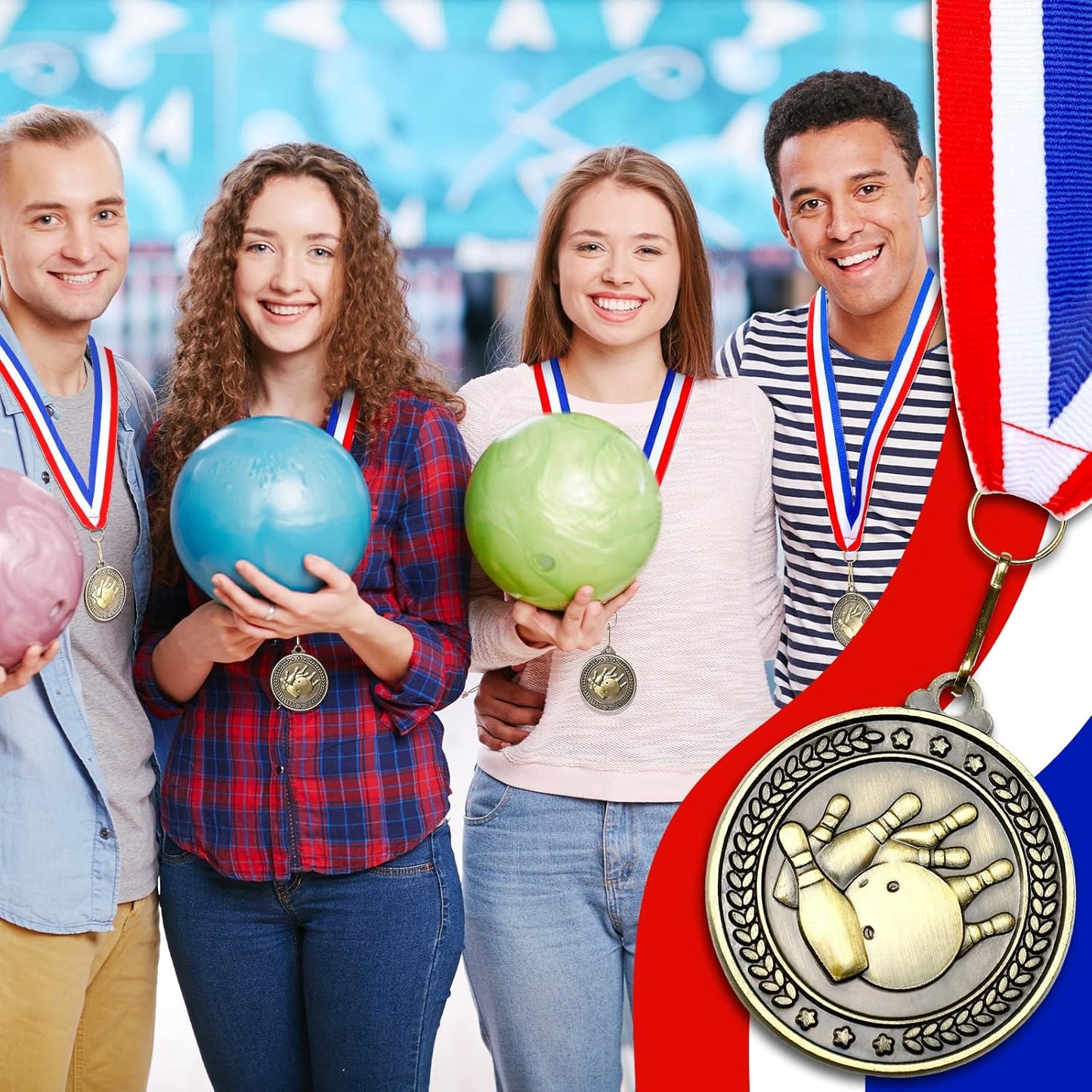 Remuuly 30 Pcs Gold Medals Bulk 2'' Basketball Soccer Baseball Volleyball Football Lacrosse Kickball Cheer Bowling Trophy Medals for Awards for Sports Participation Winner Gift