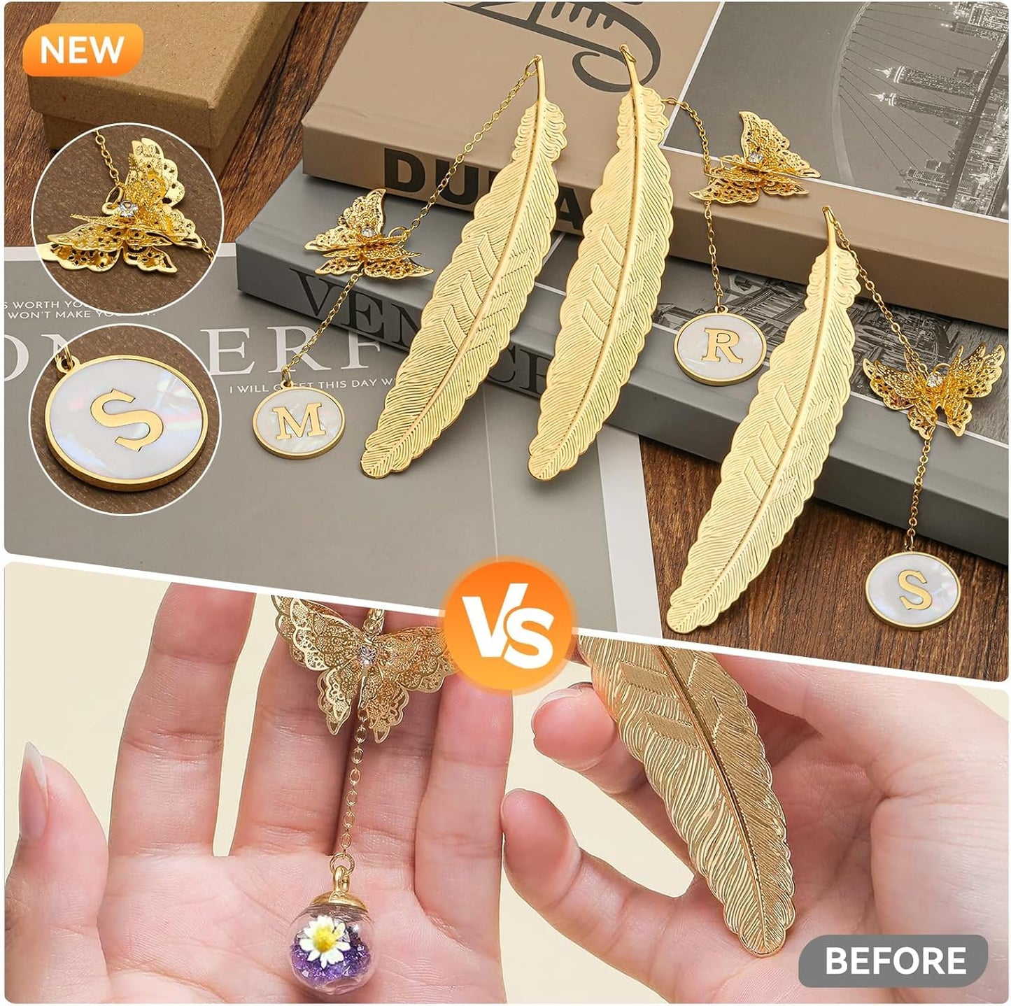 Personalized Initial Metal Butterfly Feather Bookmark for Women Girls Readers Book Lover Birthday Gifts for Women Her Teacher Girlfriend Wife Mom Sister Friend Daughter(C)