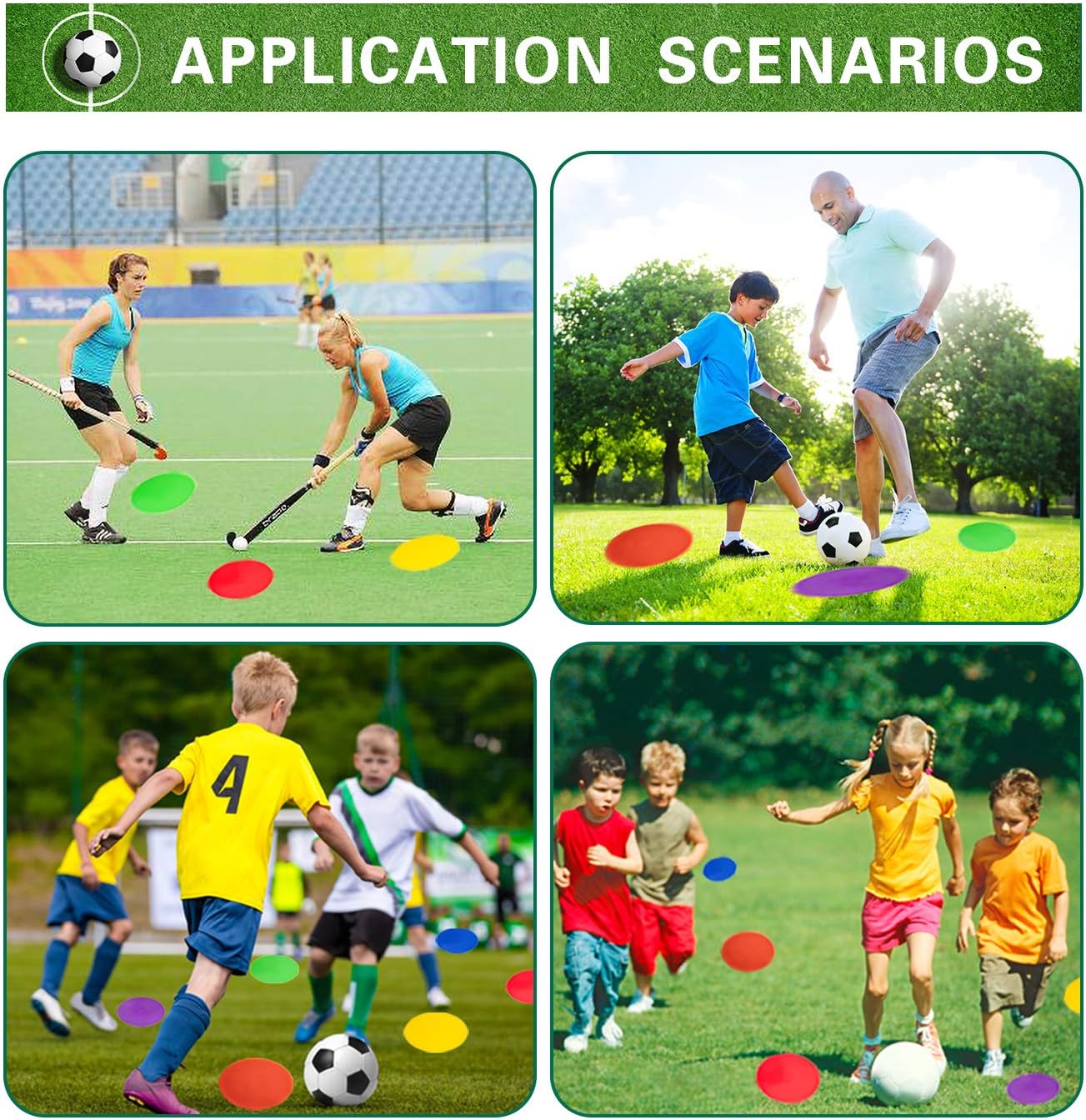 Spot Markers 18 Pcs 9 Inch 10 Inch Non Slip Rubber Agility Markers for Football, Basketball Training Markers,School Activities, Exercise Drills
