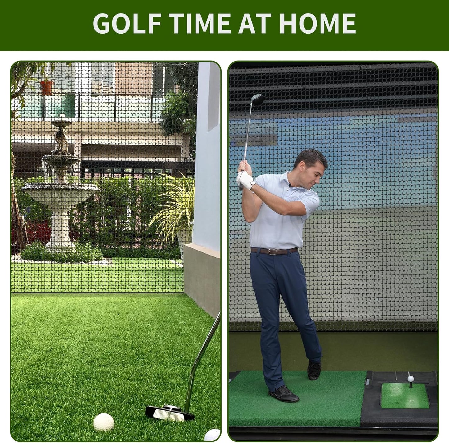 NQB Golf Practice Net with Steel Hanging Kit & Nylon Rope, Hitting Net for Multiple Sports