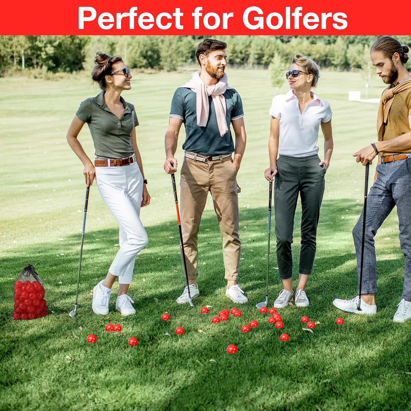 80 Pack Practice Golf Balls Limited Flight 42 mm Golf Training Airflow Hollow Plastic Ball for Women Men Indoor Outdoor Driving Range Swing Practice Home