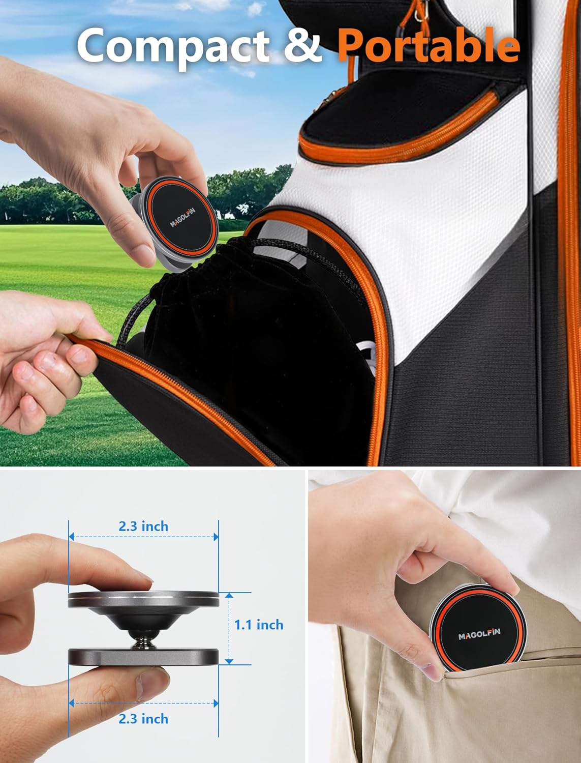 Aluminum Alloy Magnetic Golf Cart Phone Holder with N52 Magnets, Golf Accessories Compatible with MagSafe iPhone 16 Pro Max Plus 15 14 13 12 Mini Fits EZGO Yamaha Club Car Icon, Coolest Golf Gift