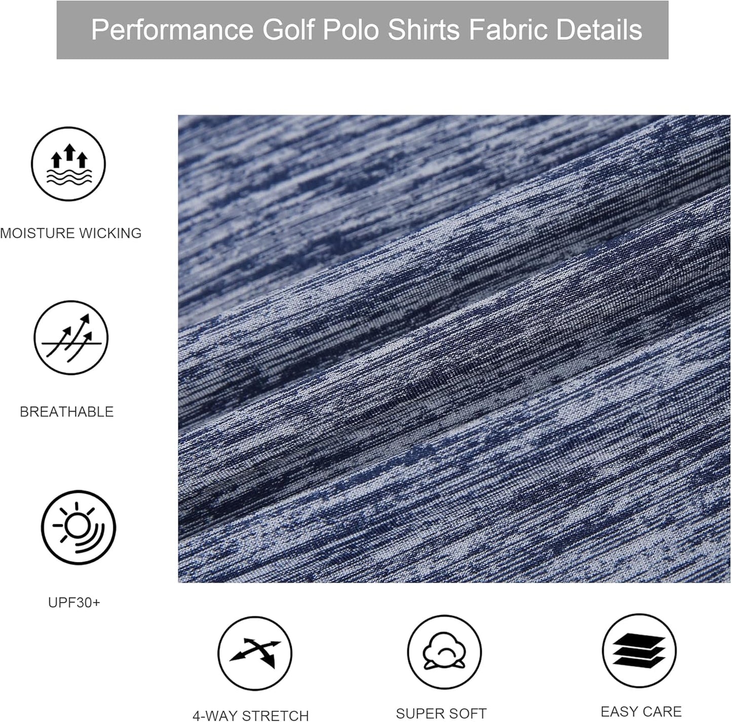 Alex Vando Mens Golf Shirt Moisture Wicking Quick-Dry Short Sleeve Casual Polo Shirts for Men