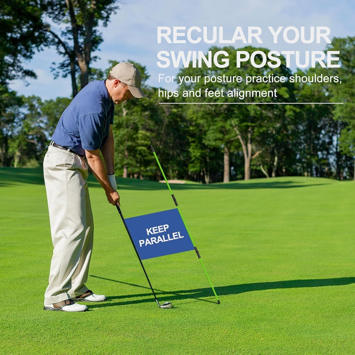 Golf Alignment Sticks 2 Pack,Golf Alignment Rods Upgraded 48" Collapsible Golf Practice Sticks Golf Training Aid for Aiming,Putting,Golf Training Sticks with Clear Tube Case