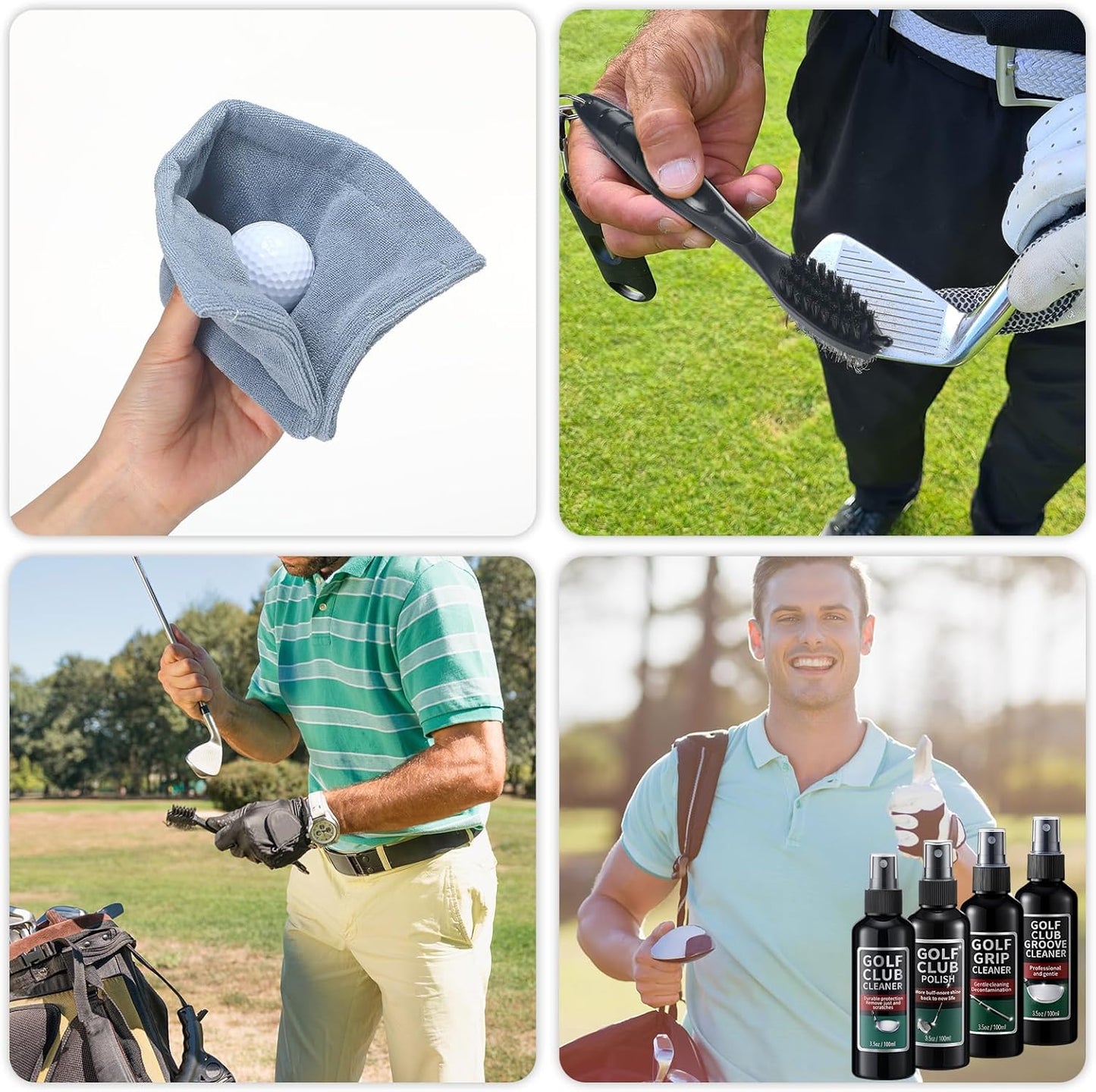 9 Pcs Golf Club Care Kit Golf Cleaning Kit Includes Grip Cleaner Club Cleaner Polish Brush Towel for Christmas Men Dad Gifts Outdoor Sports Supplies