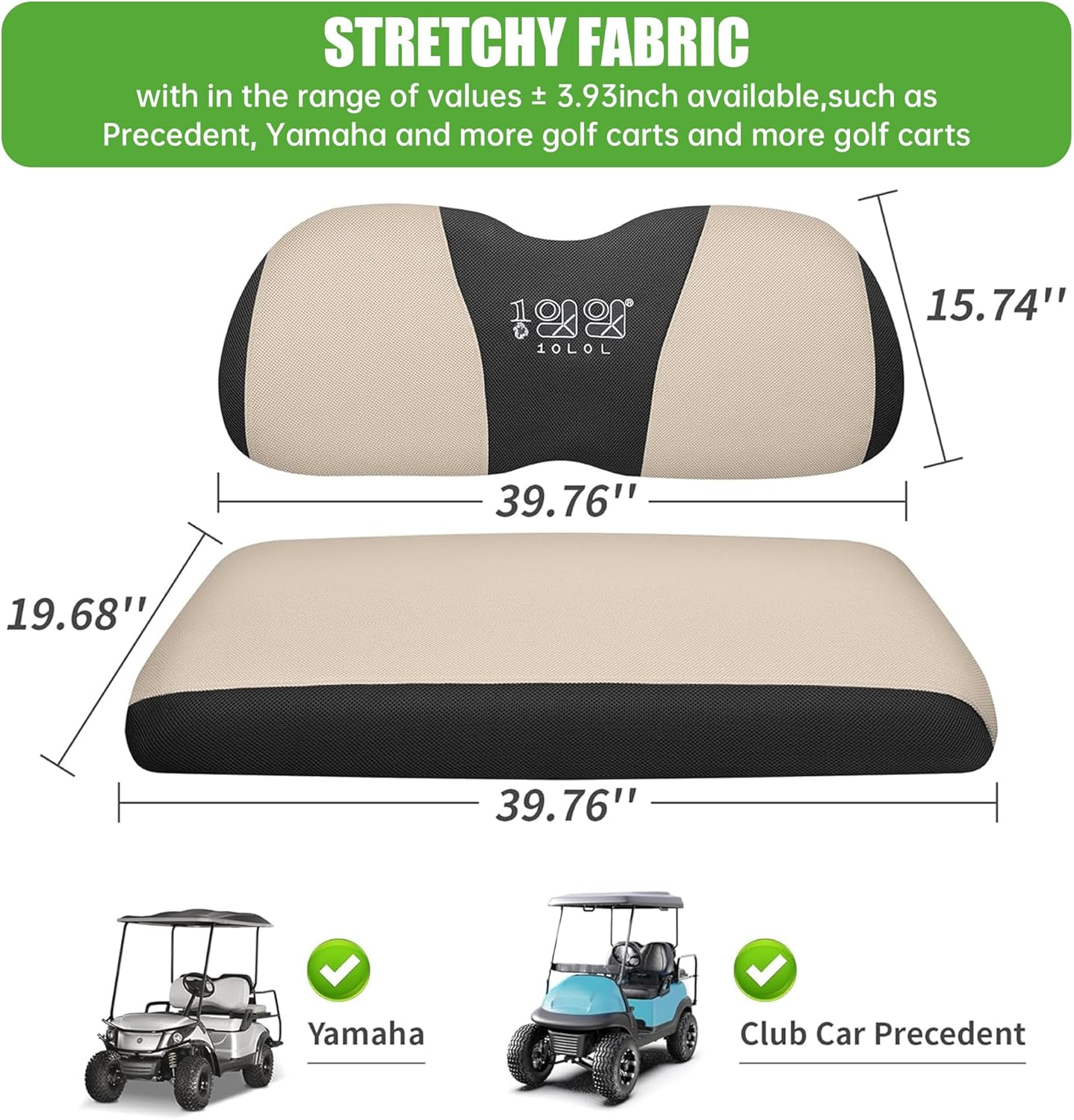 10L0L Golf Cart Seat Covers Universal for Yamaha Club Car Precedent Standard Front Seats, Breathable Mesh Bench Seat Cover, No Drilling Seat Cushion, All-Season Comfort Cool in Summer & Warm in Winter