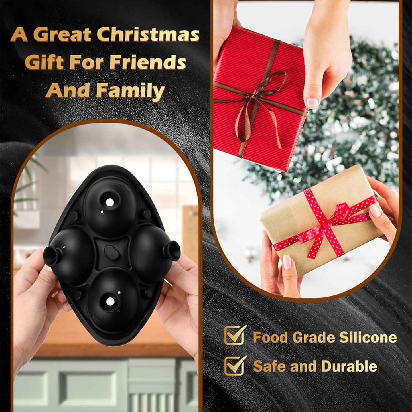 4 Pack Golf Ball Ice Cube Mold 2.1 Inch Large Silicone Golf Ball Ice Cube Mold Fun Shapes Craft Sphere Ice Molds Novelty Christmas Gifts for Men Women Cocktails, Bourbon, Brandy, Whiskey(4, Golf Ball)