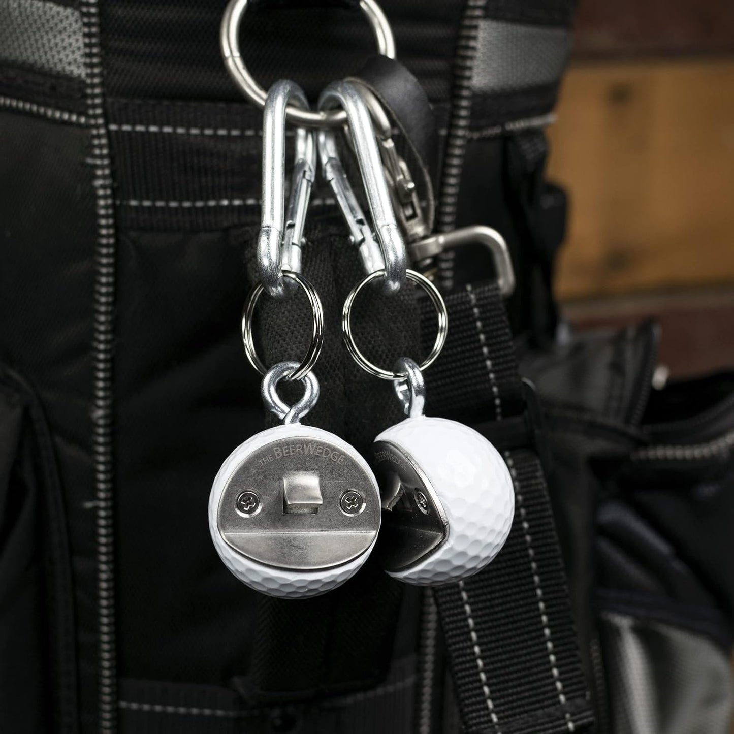 Golf Ball Bottle Opener made from Real Golf Ball, Keychain Bottle Opener Carabiner, Best Golf Gifts for Men Golf Gift Ideas