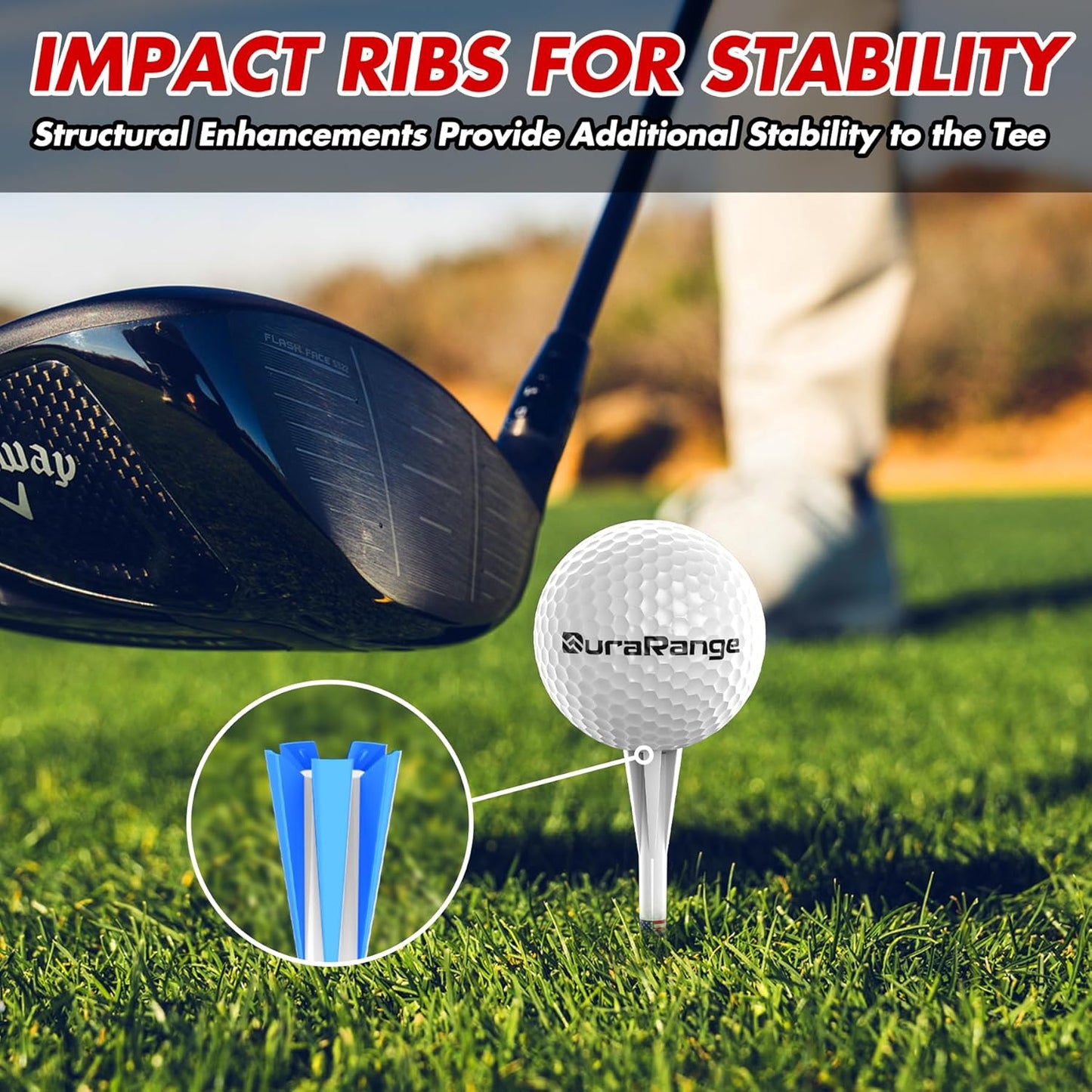 Premium Golf Tees - 5-Prong & 4-Prong Anti-Slip, Enhanced Stability, Unbreakable Golf T 3-1/4" for 360cc Drivers, Ideal Gift for Golfer