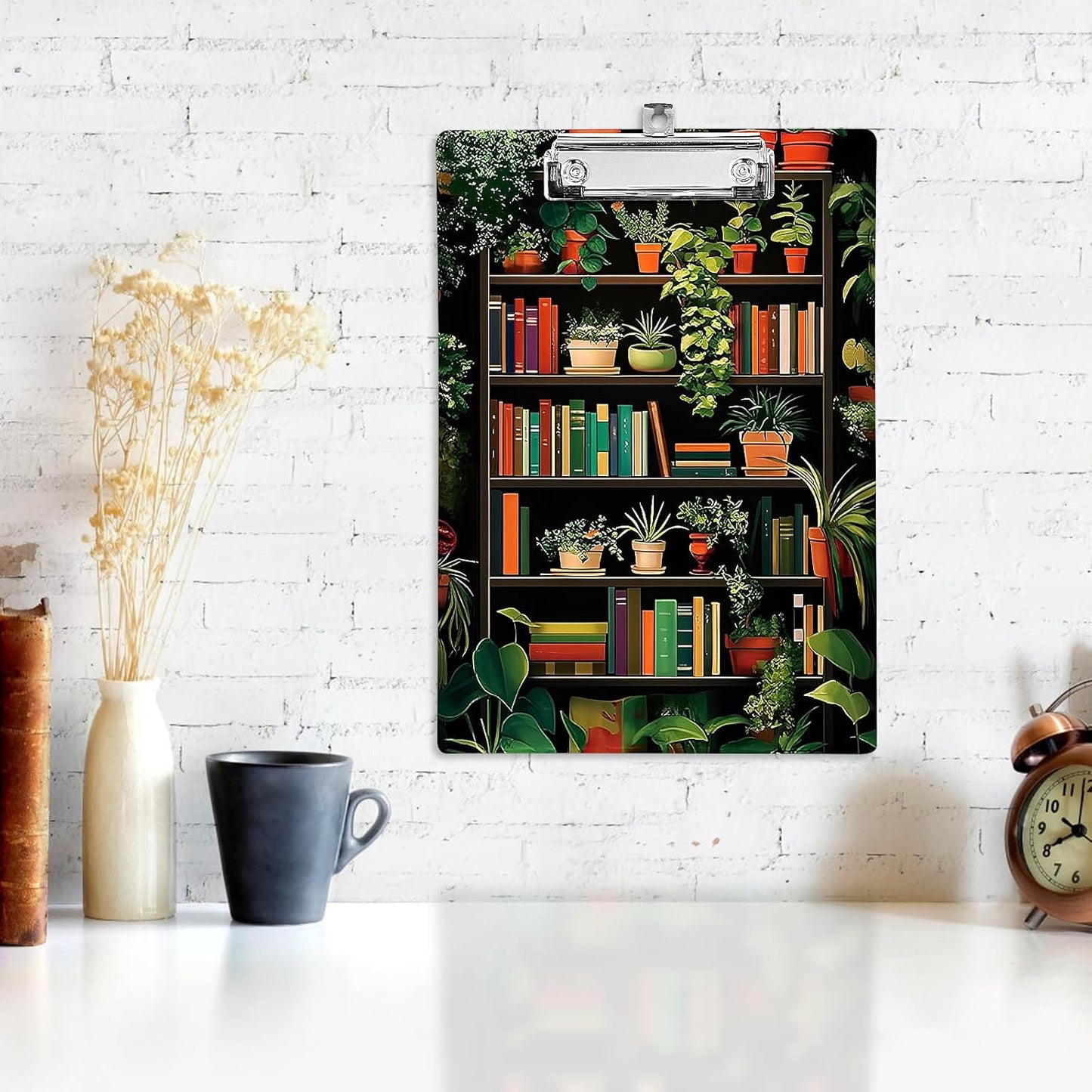 Plastic A4 Clipboards, Cute Fashion Clipboard Decorative, 12.2" x 8.7" Standard A4 Size Clipboards, Plastic Acrylic Clipboard for Teacher, Social Worker, Students,Women, Office Supplies(Plants)