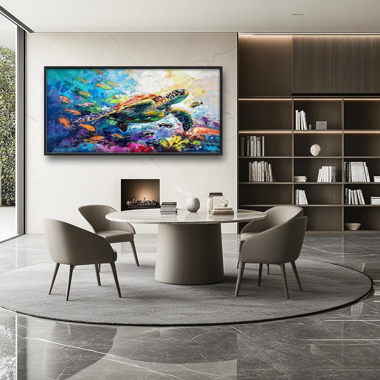 Large Sea turtle Framed Wall Art for Living Room Ocean Sea Turtle Pictures Canvas Coastal Beach Print Painting Artwork Nautical Home Decorations for Bathroom Bedroom Office 60x30 inch