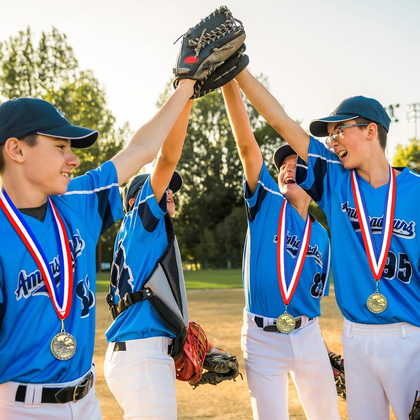 36 Pcs 2'' Gold Medals Bulk Volleyball Football Basketball Soccer Baseball Archery Dink Ball Cheer Track Bowling Awards Medals with Ribbons for Sports Participation Winner Gift