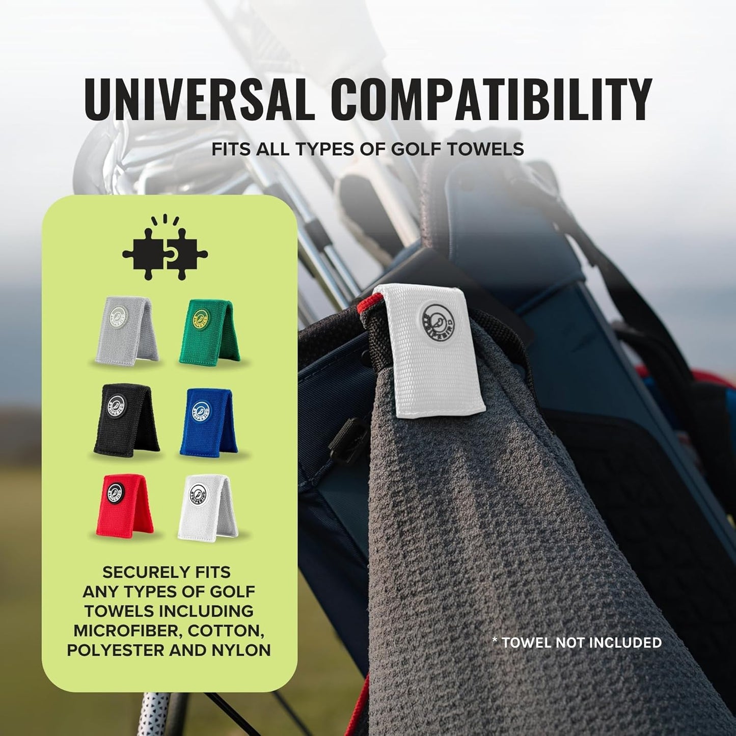 Stripebird Magnetic Clip for Any Towel (White) - Highest Strength Magnet for Golf Towel - Removable - Golf Towels for Men