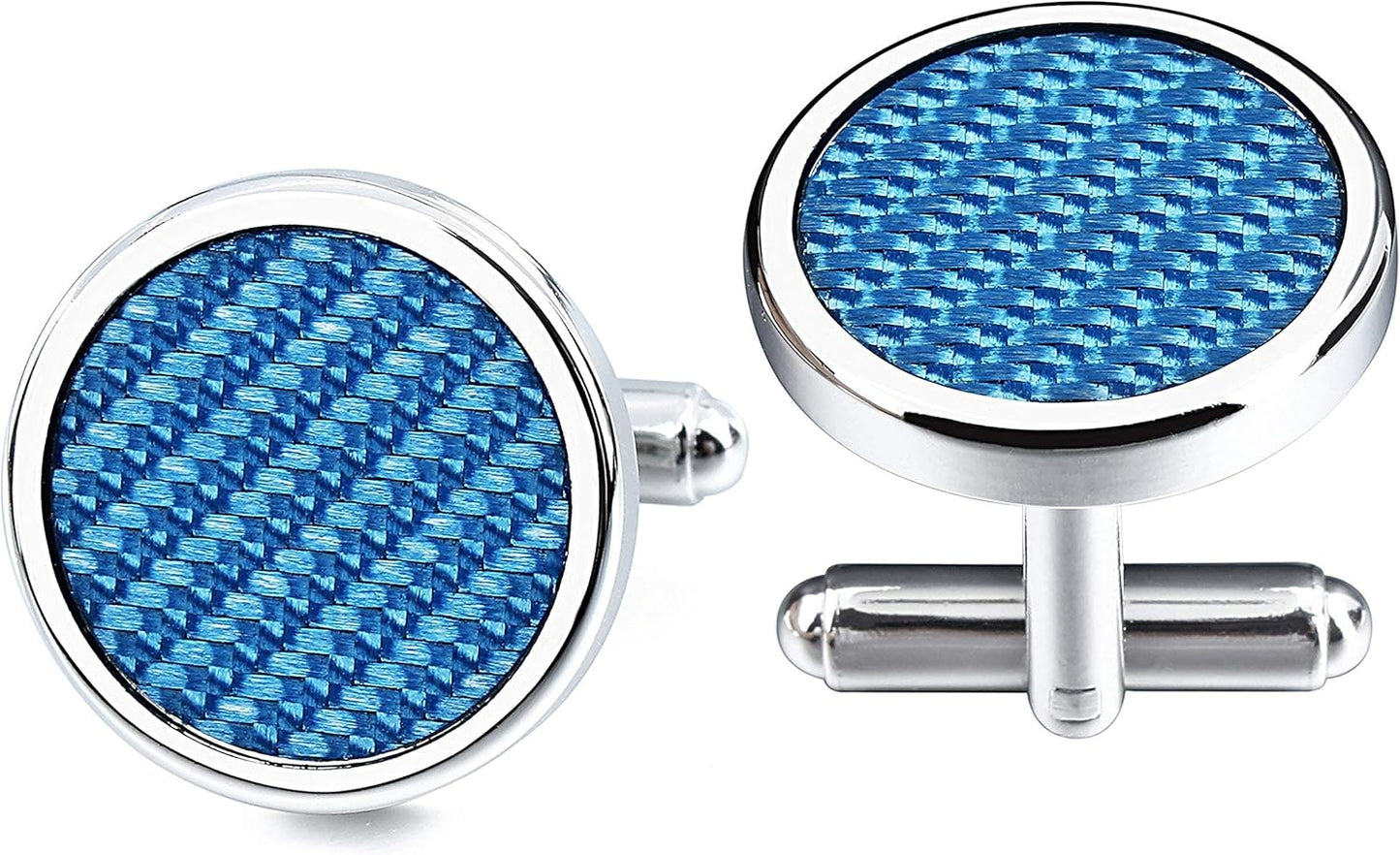 HAWSON Cufflinks and Studs for Men-Fashion Men Vintage Enamel Carbon Fiber Tuxedo Shirt Cufflinks and Studs Set for Regular Wedding Business Accessories