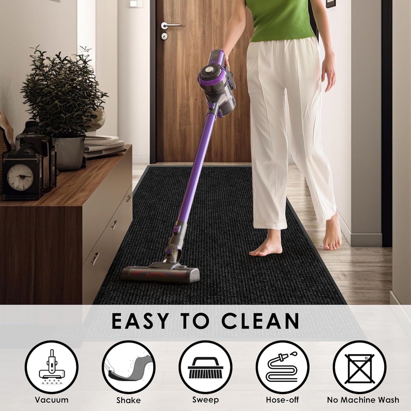 3′ x 43′ Front Door Mat Indoor Outdoor Entrance, Commercial Floor Mat Heavy Duty Dirt Trapper Entryway Doormat, Custom Size Non Slip Rubber Backing Welcome mat, Door Mat for High Traffic Area