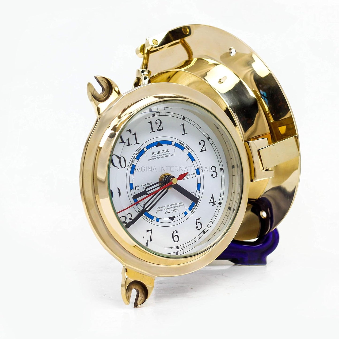 Nagina International 9" Solid Brass Porthole Time and Tide Clock