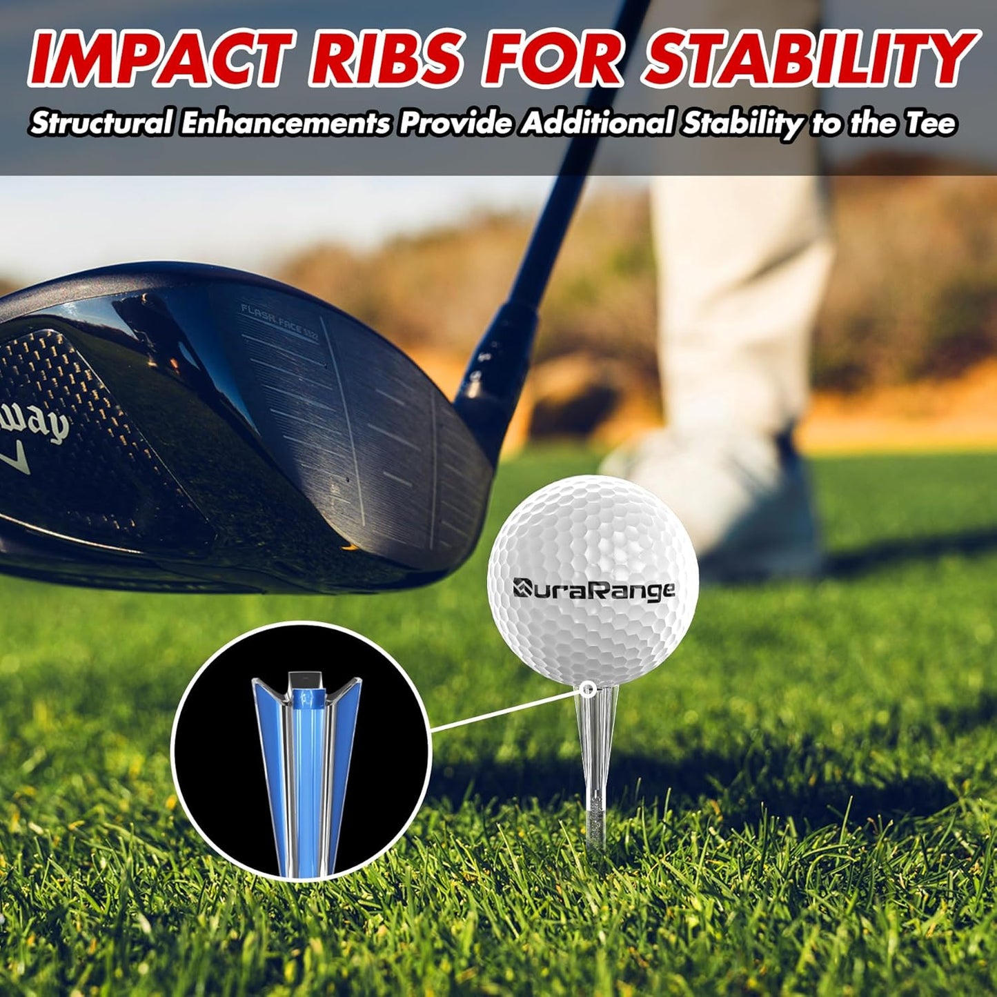 Premium Golf Tees - 5-Prong & 4-Prong Anti-Slip, Enhanced Stability, Unbreakable Golf T 3-1/4" for 360cc Drivers, Ideal Gift for Golfer