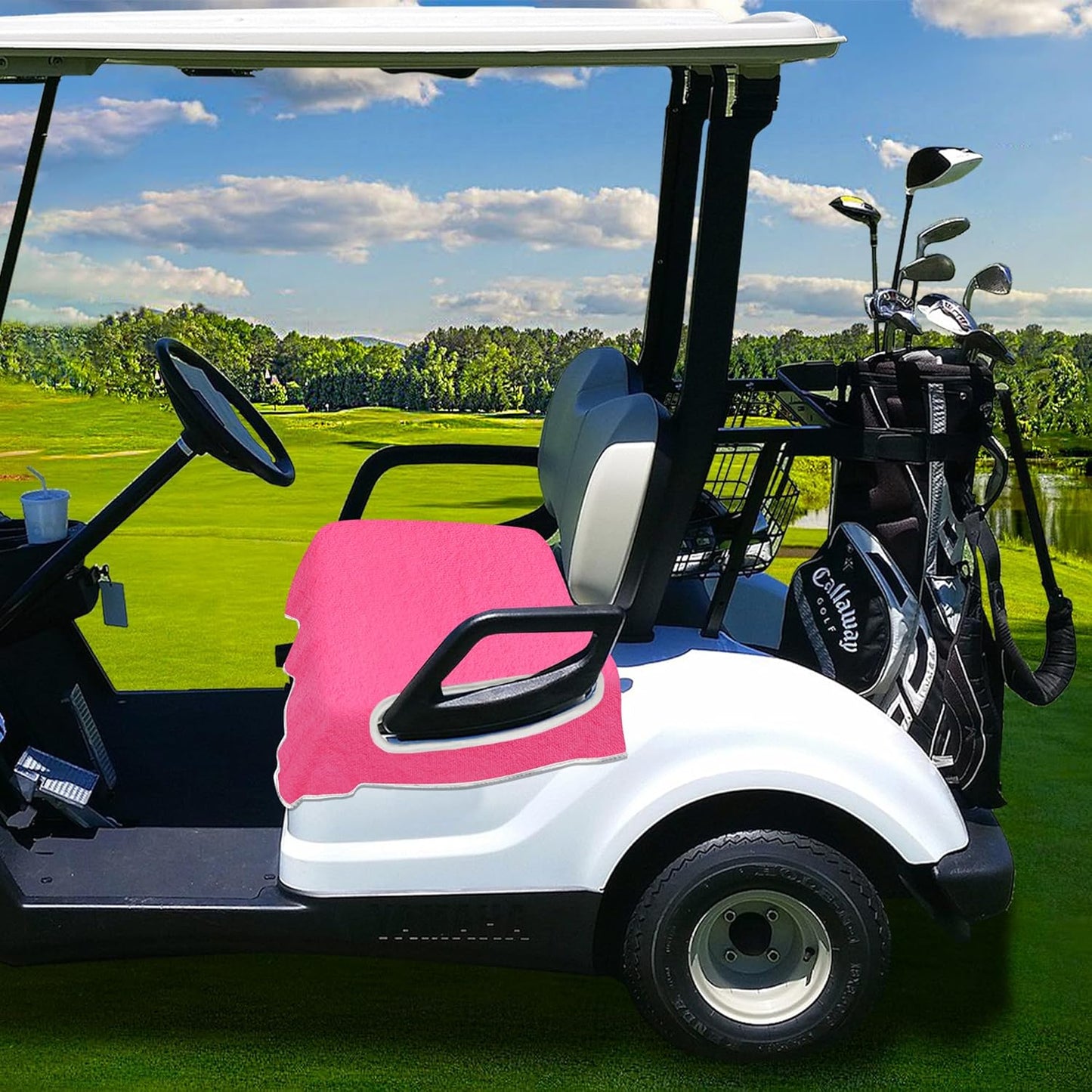 YOKYHOM Golf Cart Seat Covers, Premium Solid Color Golf Cart Seat Towel Blanket, 100% Microfiber, Soft and Comfortable, Fits EZGO, Club Car, and More 2-Seat Golf Carts, 51''x 31''