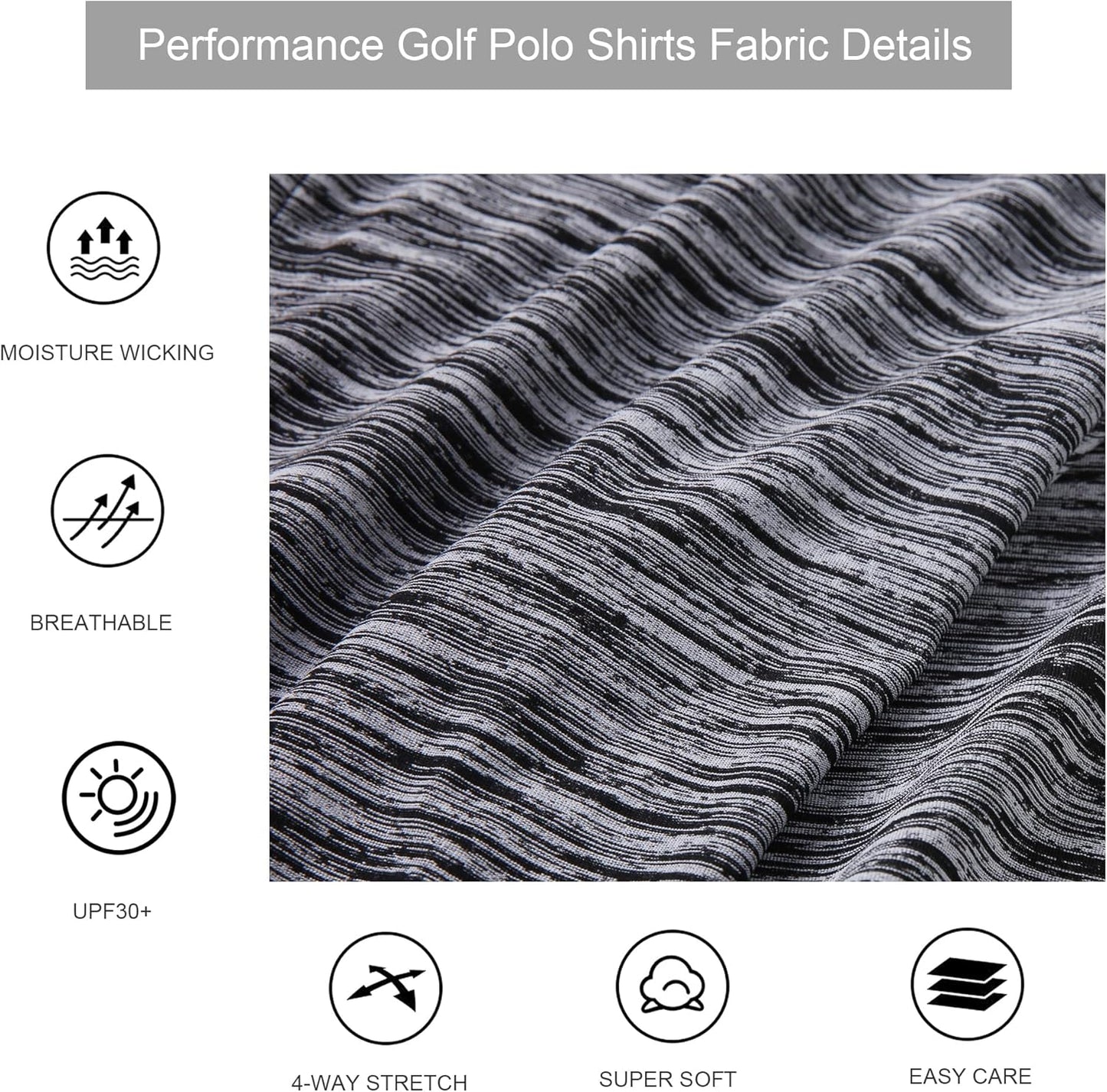 Alex Vando Mens Golf Shirt Moisture Wicking Quick-Dry Short Sleeve Casual Polo Shirts for Men