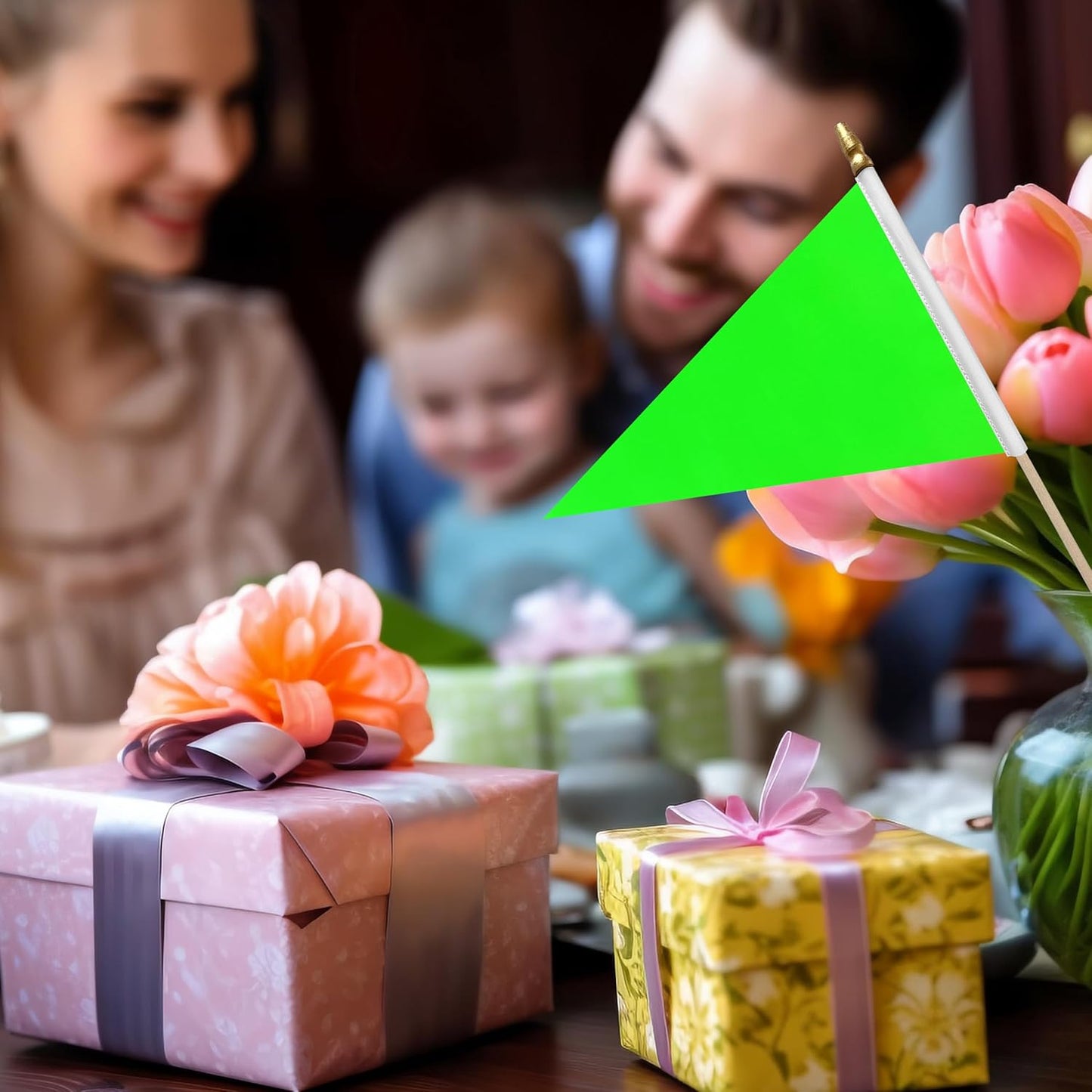 20 Pack Solid Color Green Blank Pennant Flags on Wood Stick Small Mini Plain DIY Graffiti Flags,Decorations for Parades,Grand Opening,Kids Birthday,Sports Clubs,5x8 Inch