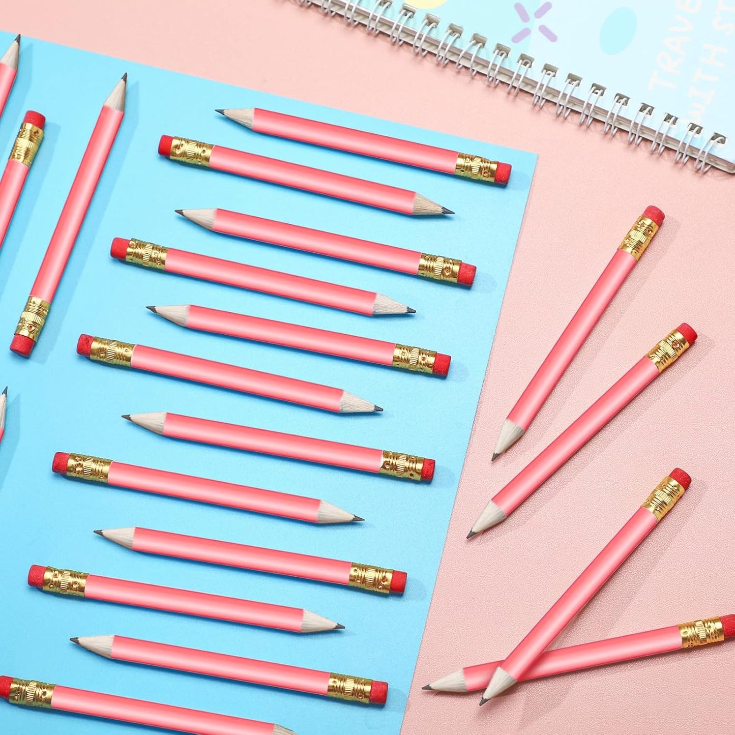 Chivao 288 Pieces Golf Mini Pencils Bulk with Eraser #2 HB Golf Short Pre Sharpened Pencils for Party Favors Office Supplies 4 Inch(Pink)