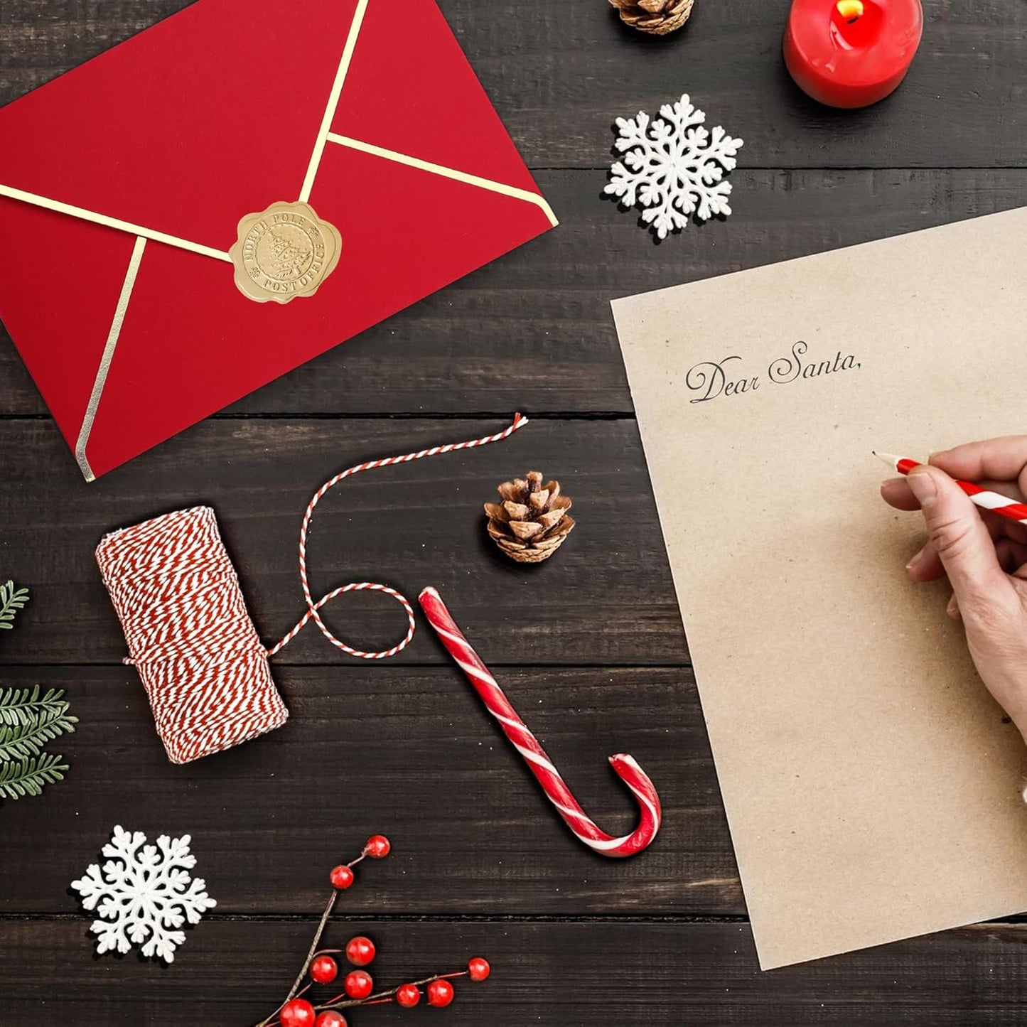 300pcs Gold Christmas Embossed Wax Seal Looking Envelope Seals for Gifts Packages/Party Favors, Self-Adhesive