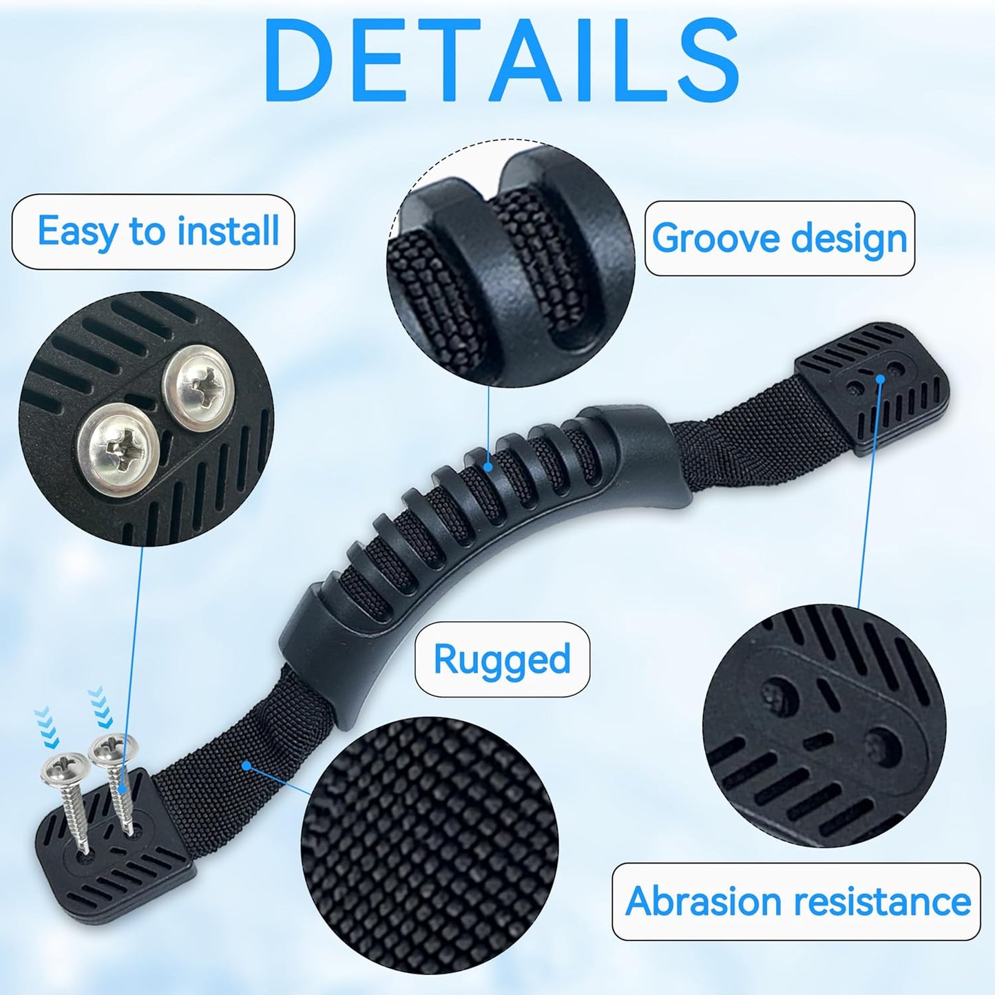 Kayak Pad Eyes/Kayak Handle,Pad Eye with Rivets; Kayak Handle with Accessories, Suitable for Multi-Brand Boats, Canoe Accessories, Luggage, Tether Cleats, etc