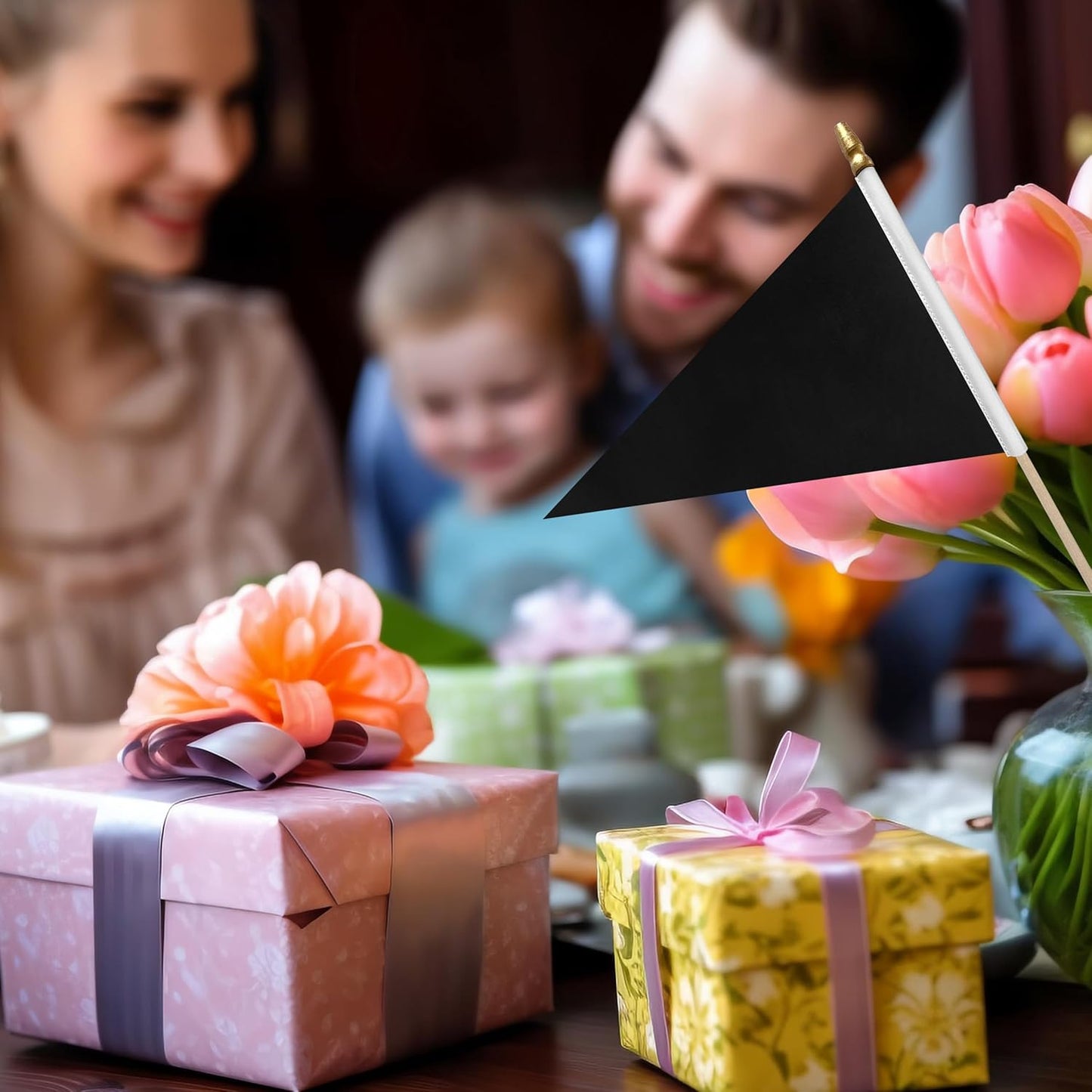 20 Pack Solid Color Black Blank Pennant Flags on Wood Stick Small Mini Plain DIY Graffiti Flags,Decorations for Parades,Grand Opening,Kids Birthday,Sports Clubs,5x8 Inch