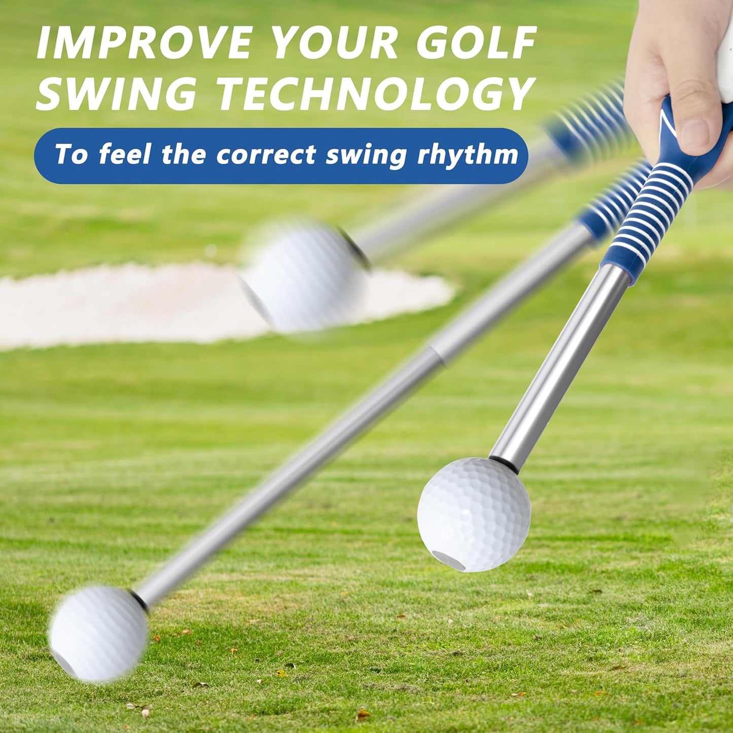 Retractable Golf Swing Training Aid:Golf Grip Trainer,Swing Trainer with Swing Sound Prompt,Feedback,for Beginners.Golf Accessories for Indoor Practice-Strength,Tempo Training.