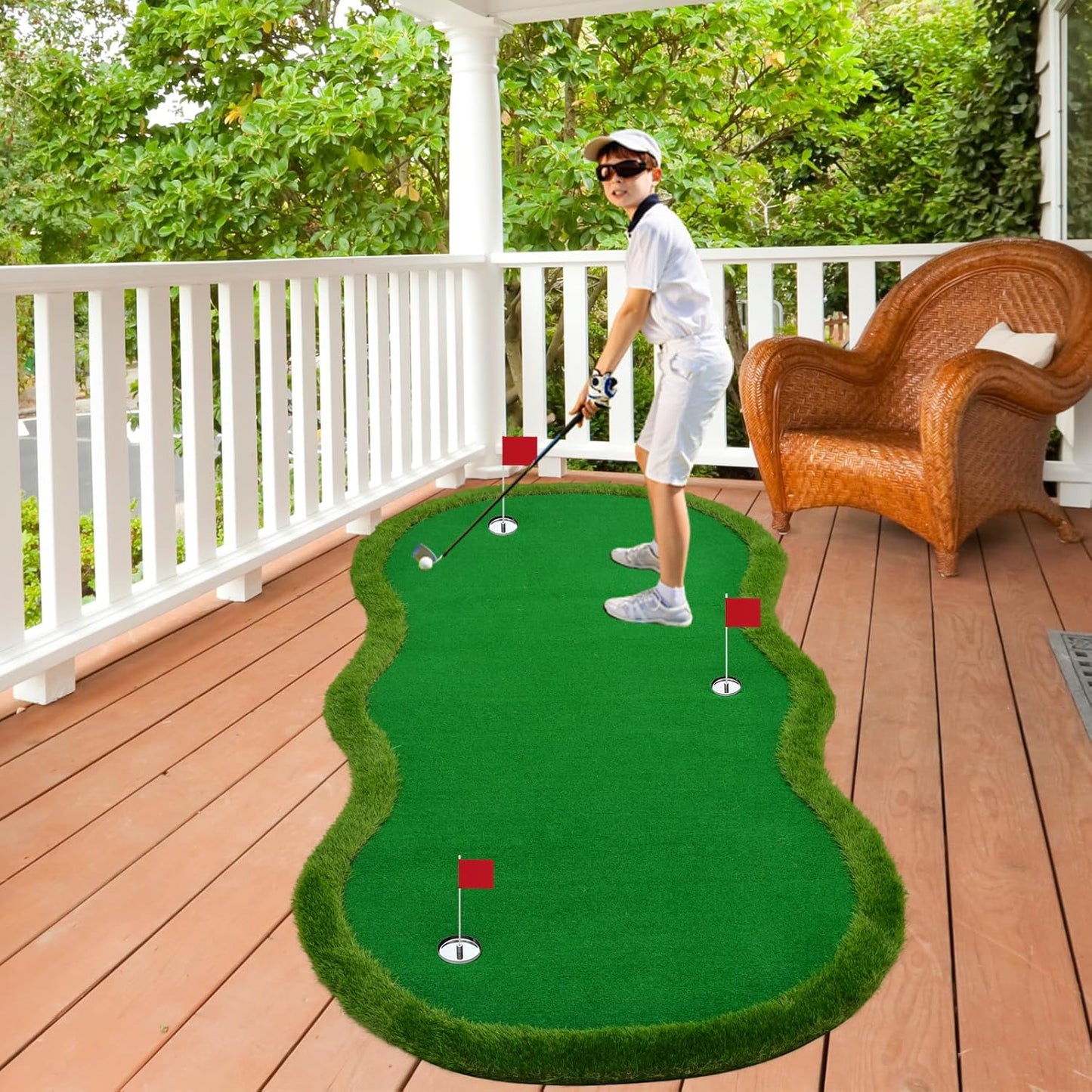 Nice C Putting Green Indoor, Putting Green, Golf Simulators for Home, Golf Putting Mat, Putting Mat Putting Green Outdoor, Challenge Putting Cup, 3 Holes, Flags, and Slope