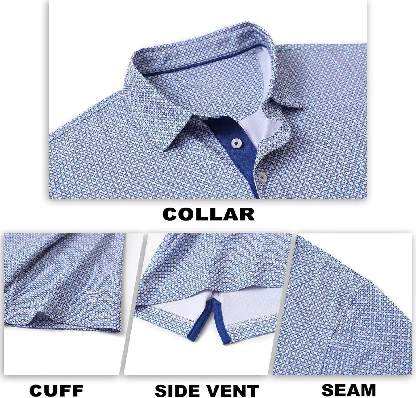 M MAELREG Mens Golf Shirt Short Sleeve Dry Fit Print Moisture Wicking Performance Patterns Collared Polo Shirt